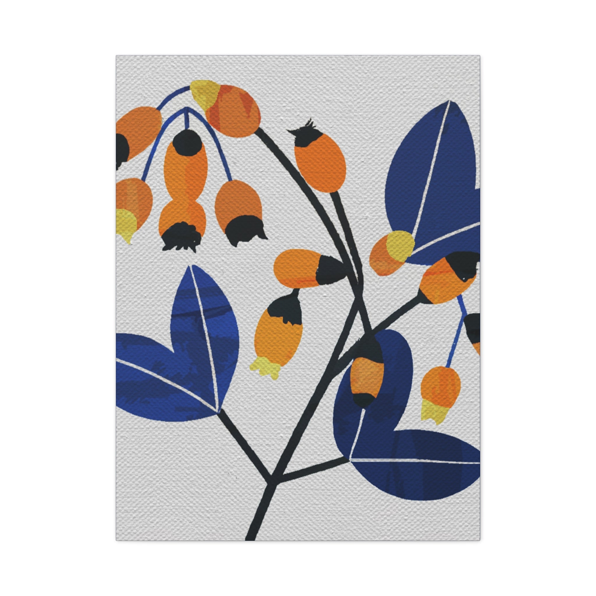 Midwest Modern Abstract Bittersweet Spring Berries Print - Matte Canvas, Stretched, 1.25" -  home decor, wall art, nature, berries, spring