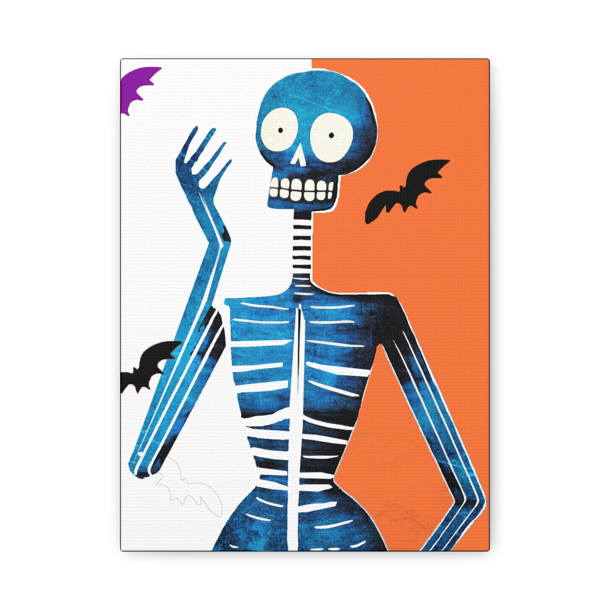 Oops, My Arm! Blue Skeleton Halloween Art Print  - Matte Canvas, Stretched, 1.25"