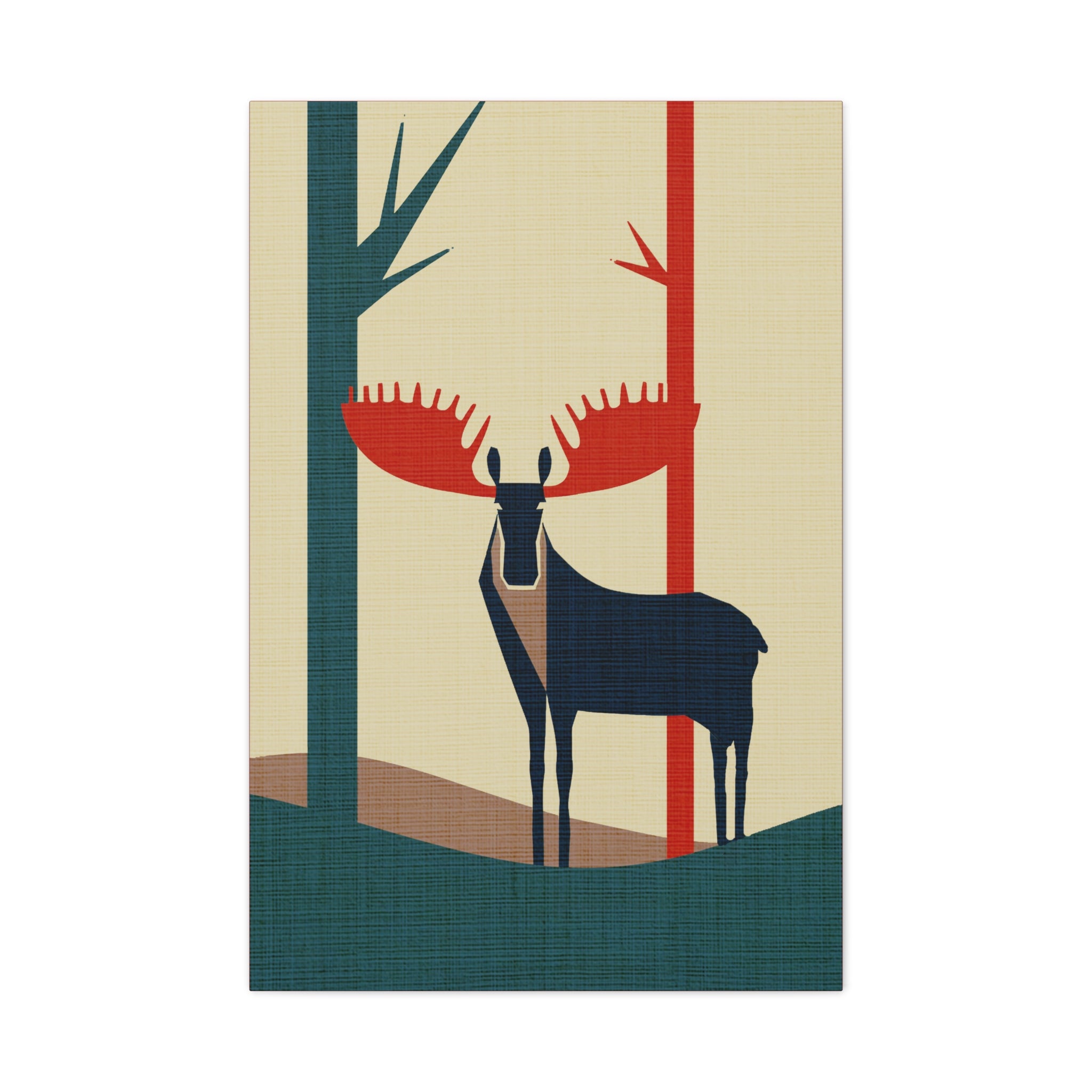 Midwest Mod Moose in Forest No. 2 Winter Print- Matte Canvas, Stretched, 1.25", holiday decor, winter, moose, forest