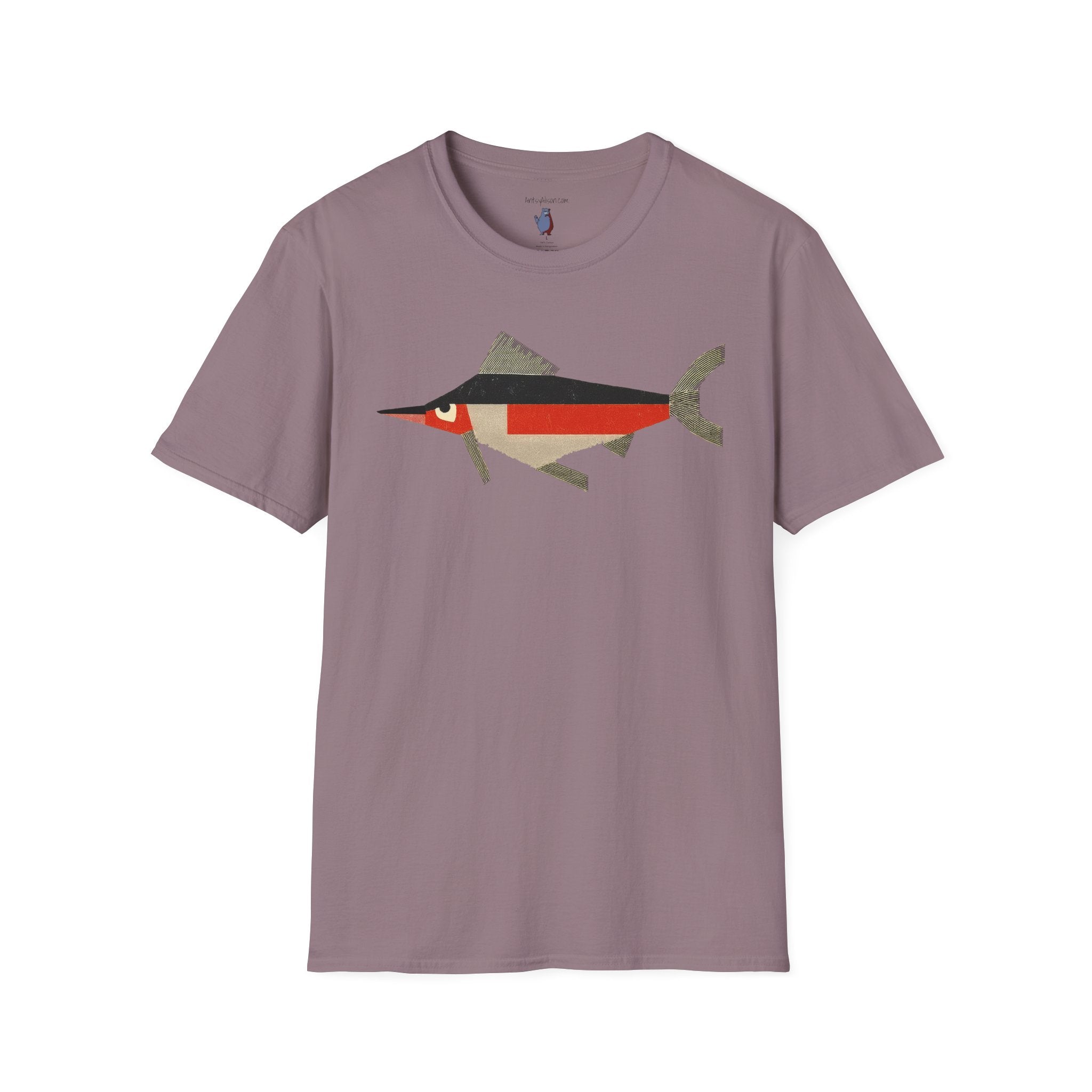 Mod Mad Swordfish Fish Graphic Art Tee - 100% Cotton T-Shirt