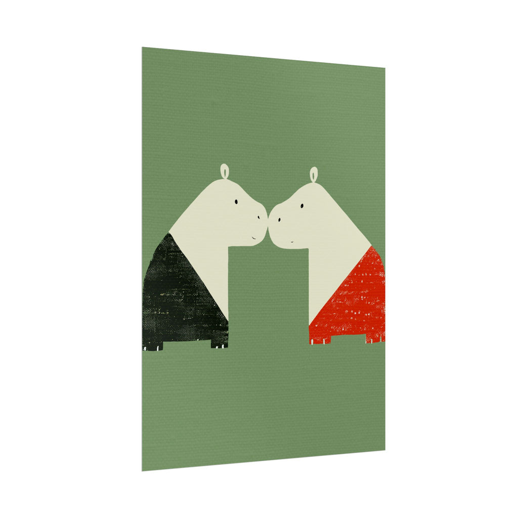 Animal Love Print Hippos Only Rolled Poster - Animals, Hippo, Valentines Day, Nature, Love