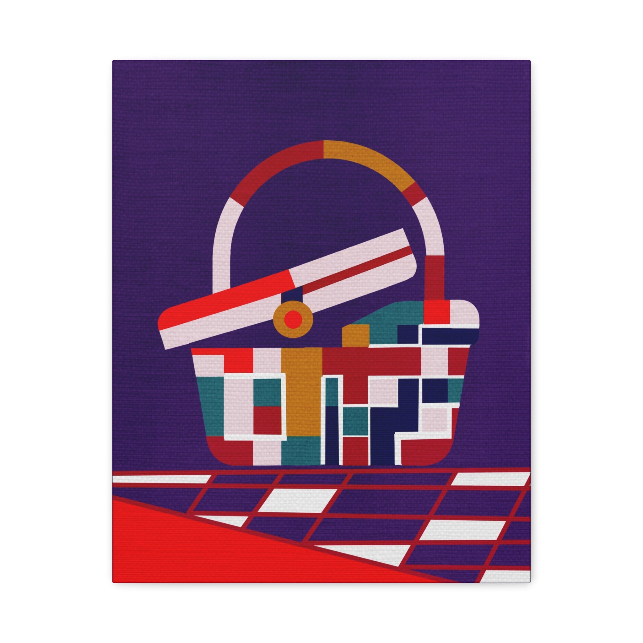Midwest Modern Abstract Picnic Basket Pop Art Print - Matte Canvas, Stretched, 1.25" -  home decor, wall art, pop art, picnic, summer
