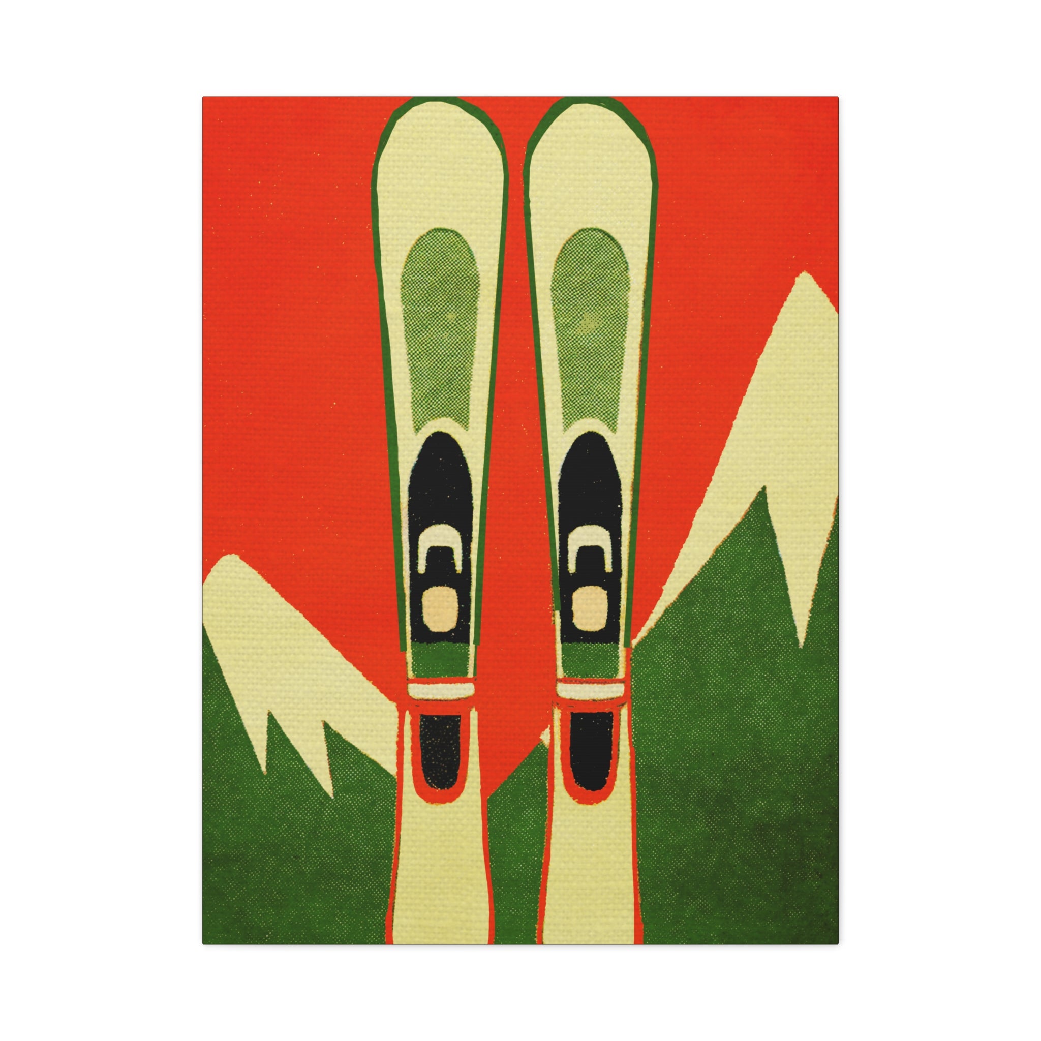 Midwest Modern Icon Pop Retro Winter Skis Print - Matte Canvas, Stretched, 1.25"