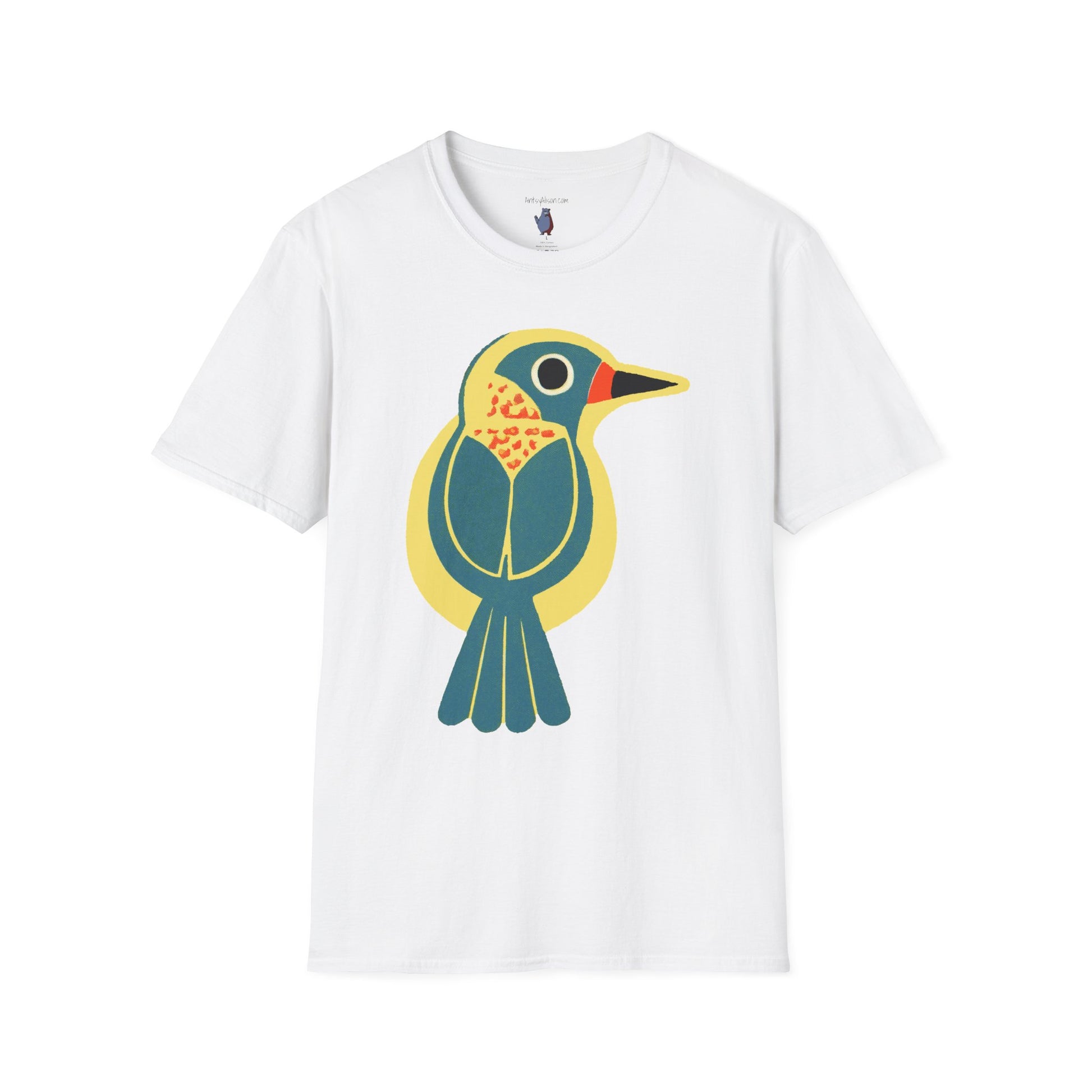 Retro BlueBird Graphic Art Tee - 100% Cotton T-Shirt
