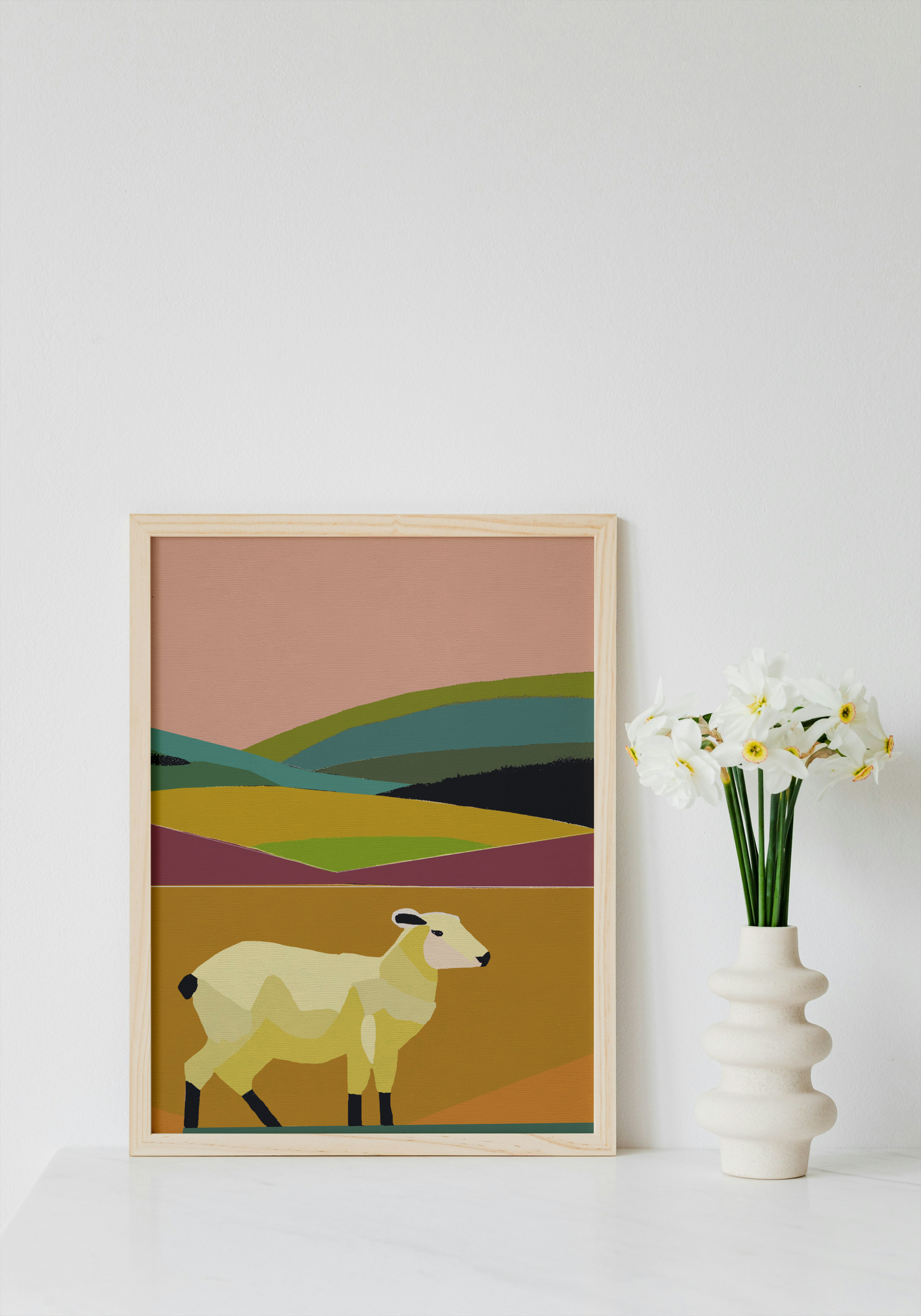 Springtime Lamb on the Prairie Abstract Landscape - Matte Canvas, Stretched, 1.25"