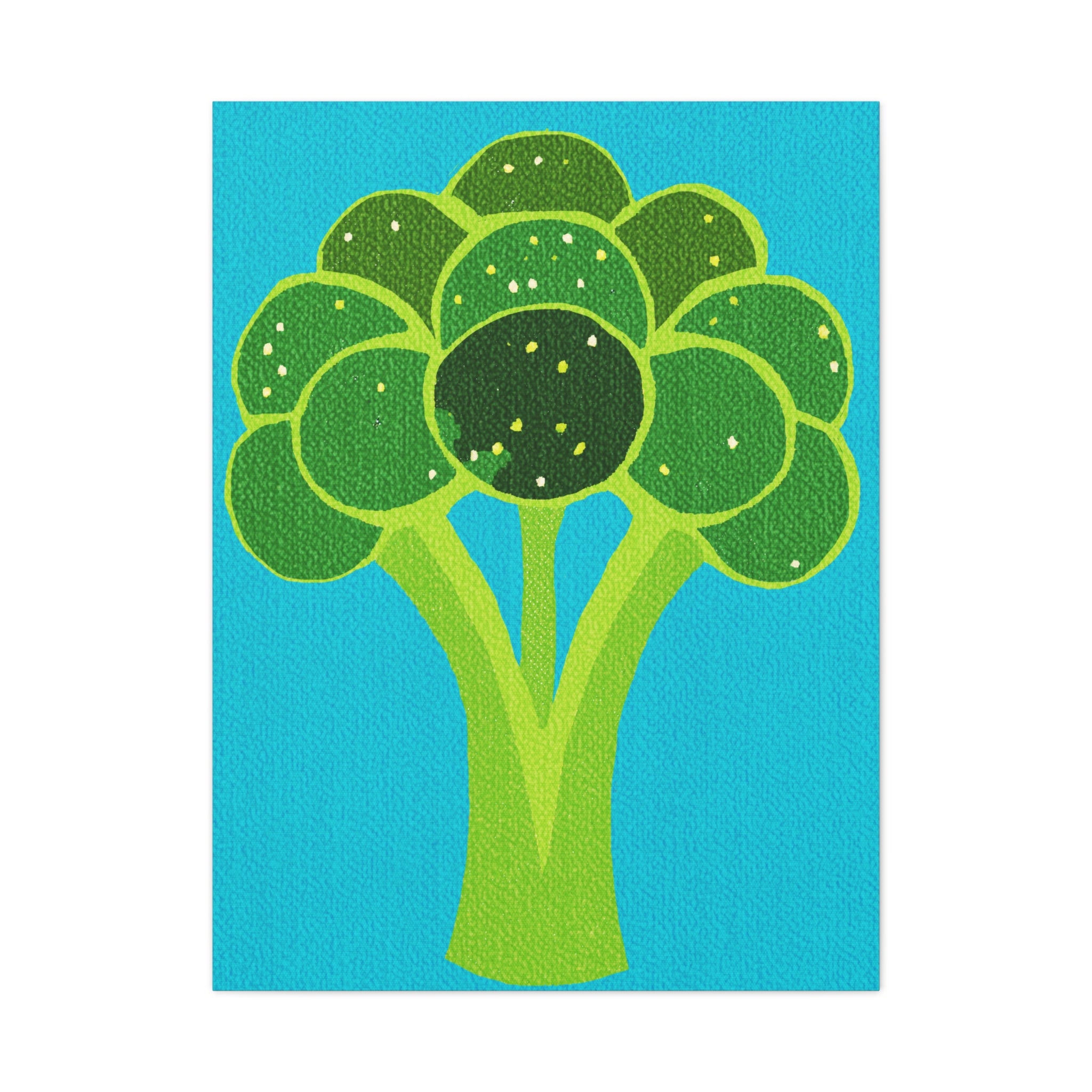 Comfort Food Pop Art Print- Broccoli Bunch -Matte Canvas, Stretched, 1.25"