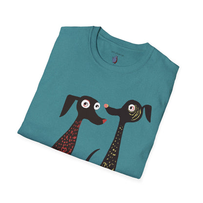 Retro Dog Duo Graphic Art - 100% Cotton T-Shirt