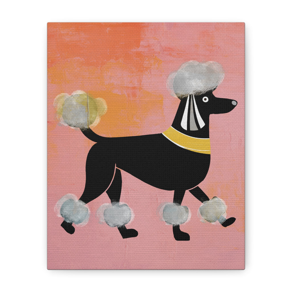 Midwest Modern Pink Poodle Art Print - Matte Canvas, Stretched, 1.25"