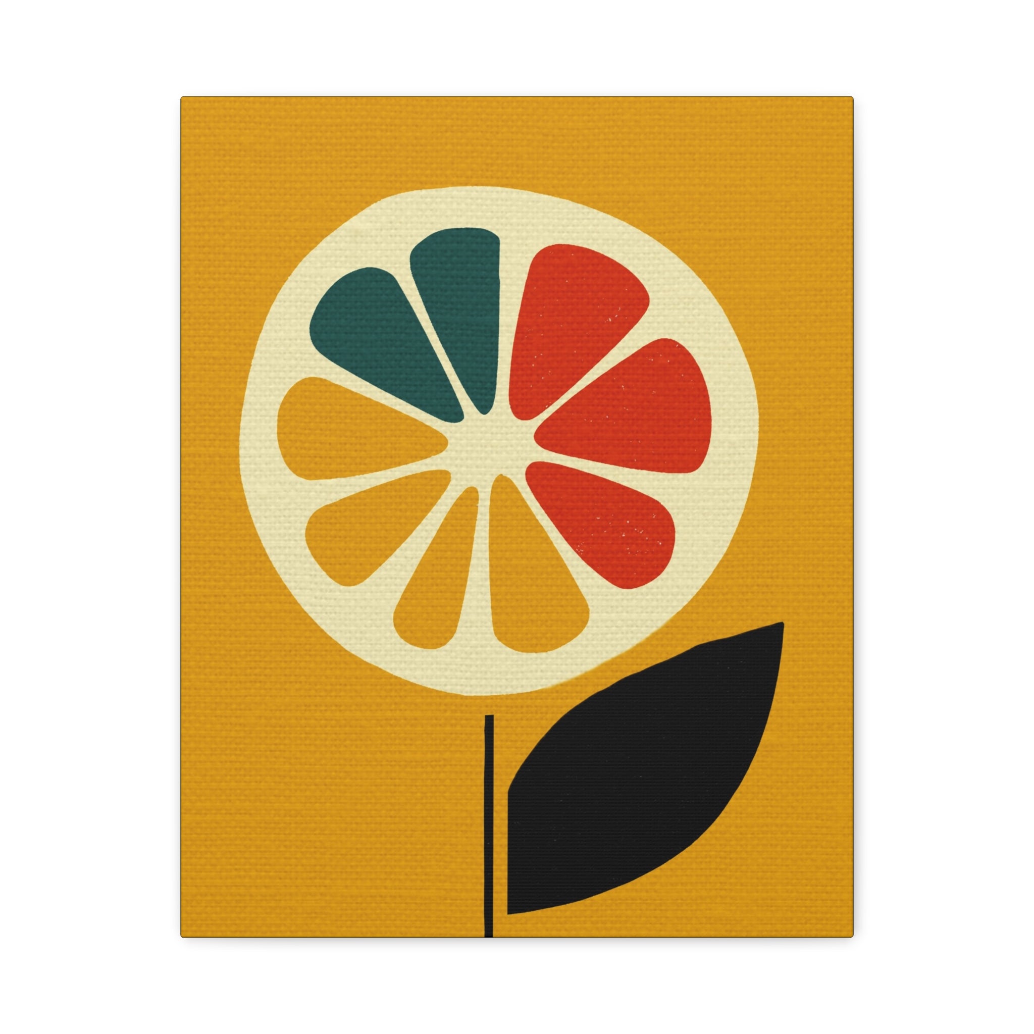 Midwest Modern Icon Pop Art Lemon Flower Print - Matte Canvas, Stretched, 1.25" - wall decor, fun art,  bold, lemons, floral