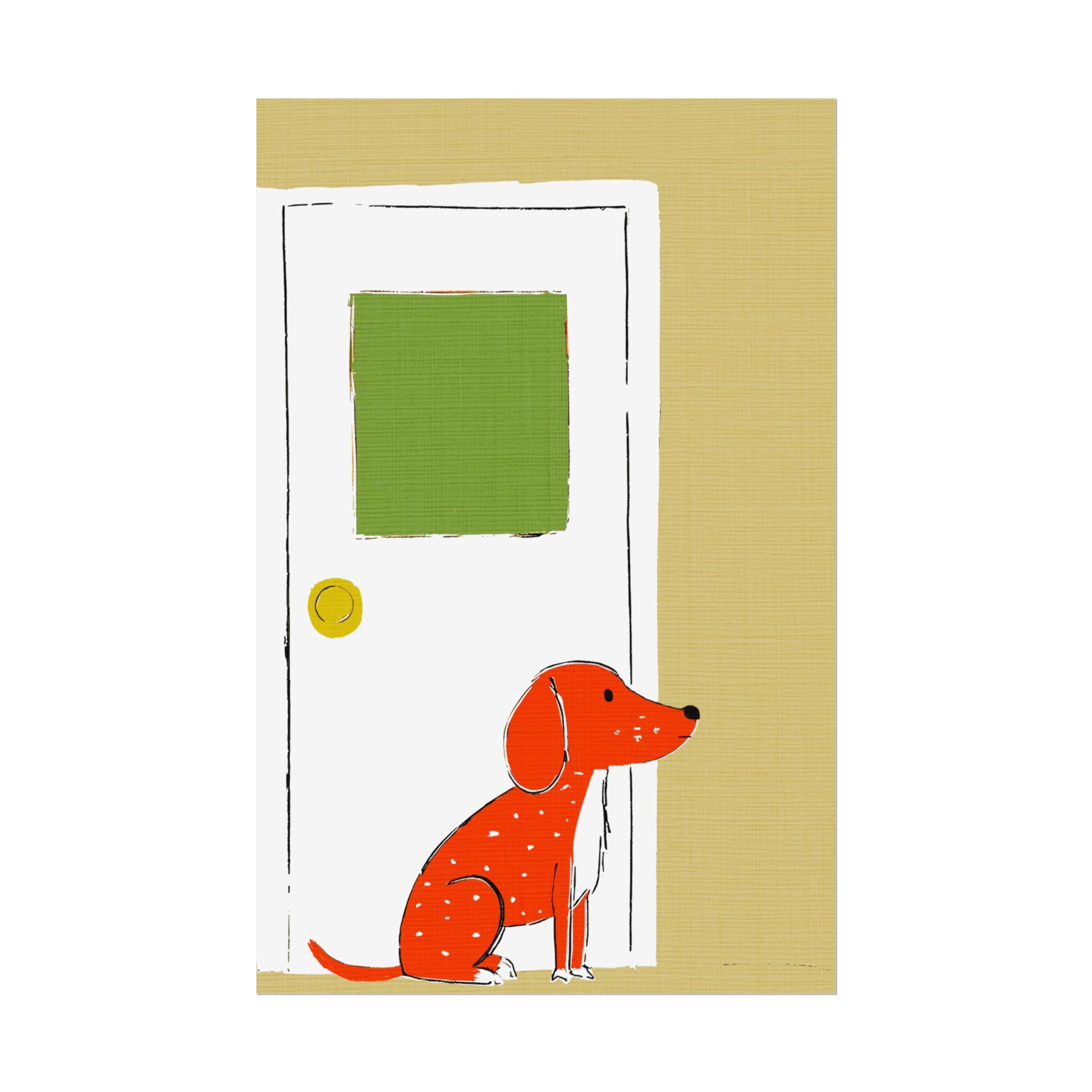Midwest Mod Dog at Door Nursery Kids Art Print Rolled Poster | Wall Art, Midwest Mod, Dog, Dog at Door, Welcome Home