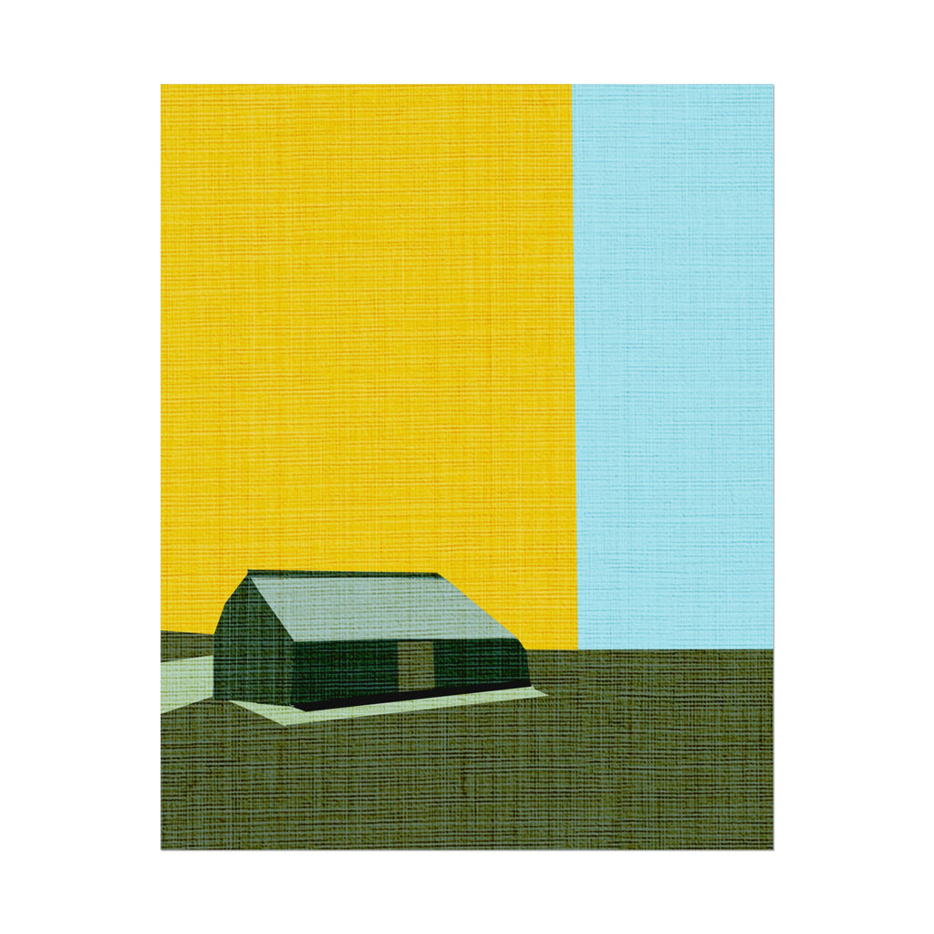 Midwest Modern Prairie Green Barn Landscape Print Rolled Poster | Wall Art, Midwest Mod, Prairie, Architecture