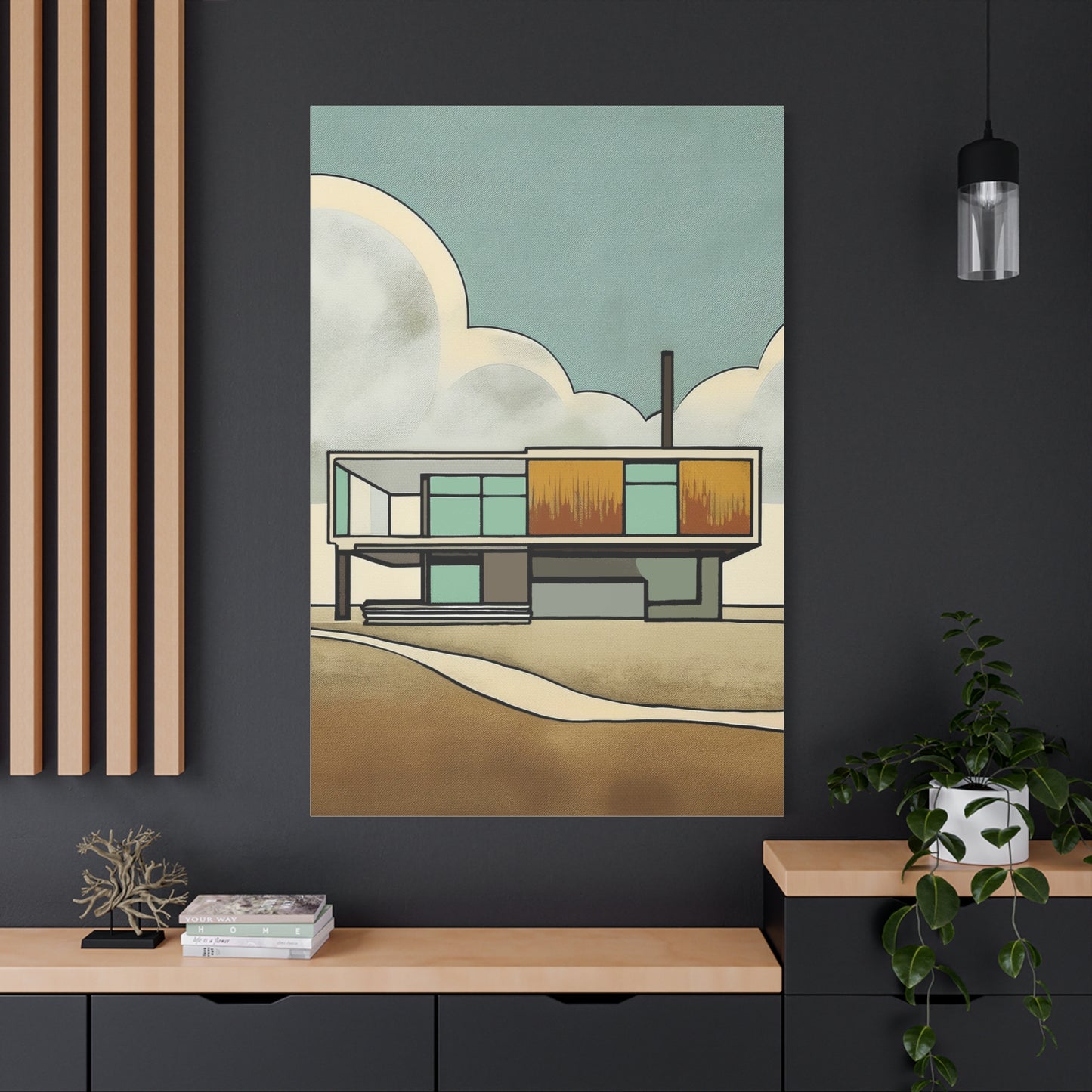 Mid Century Modern House on the Prairie - Matte Canvas, Stretched, 1.25"