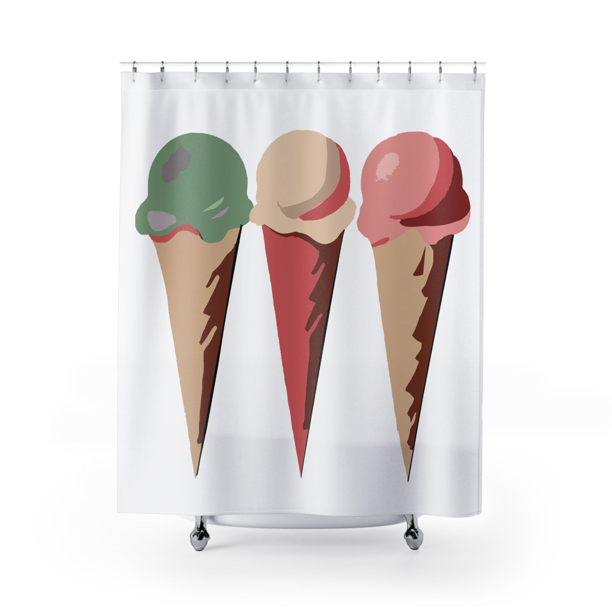 Modern Ice Cream Cone Shower Curtain