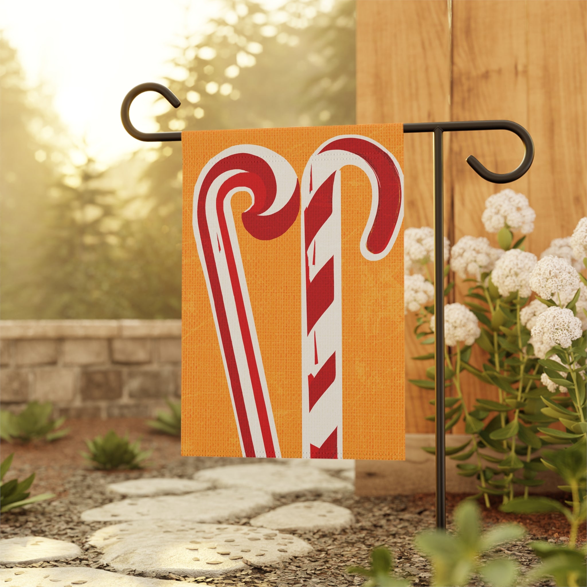 Seasonal Christmas Midwest Mod Pop Art Candy Cane Pair Outdoor House Flag Garden Banner