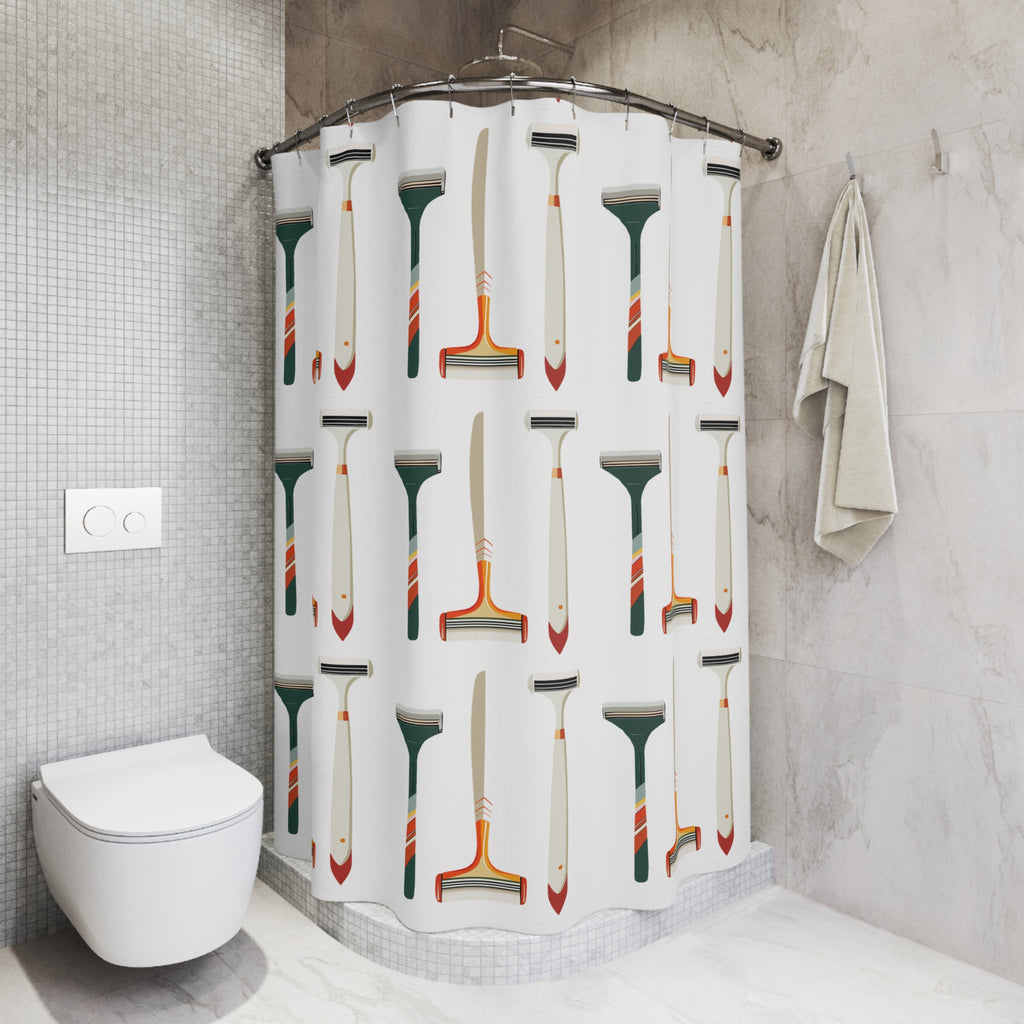 Modern Pop Art Style Shaving Razor Shower Curtain