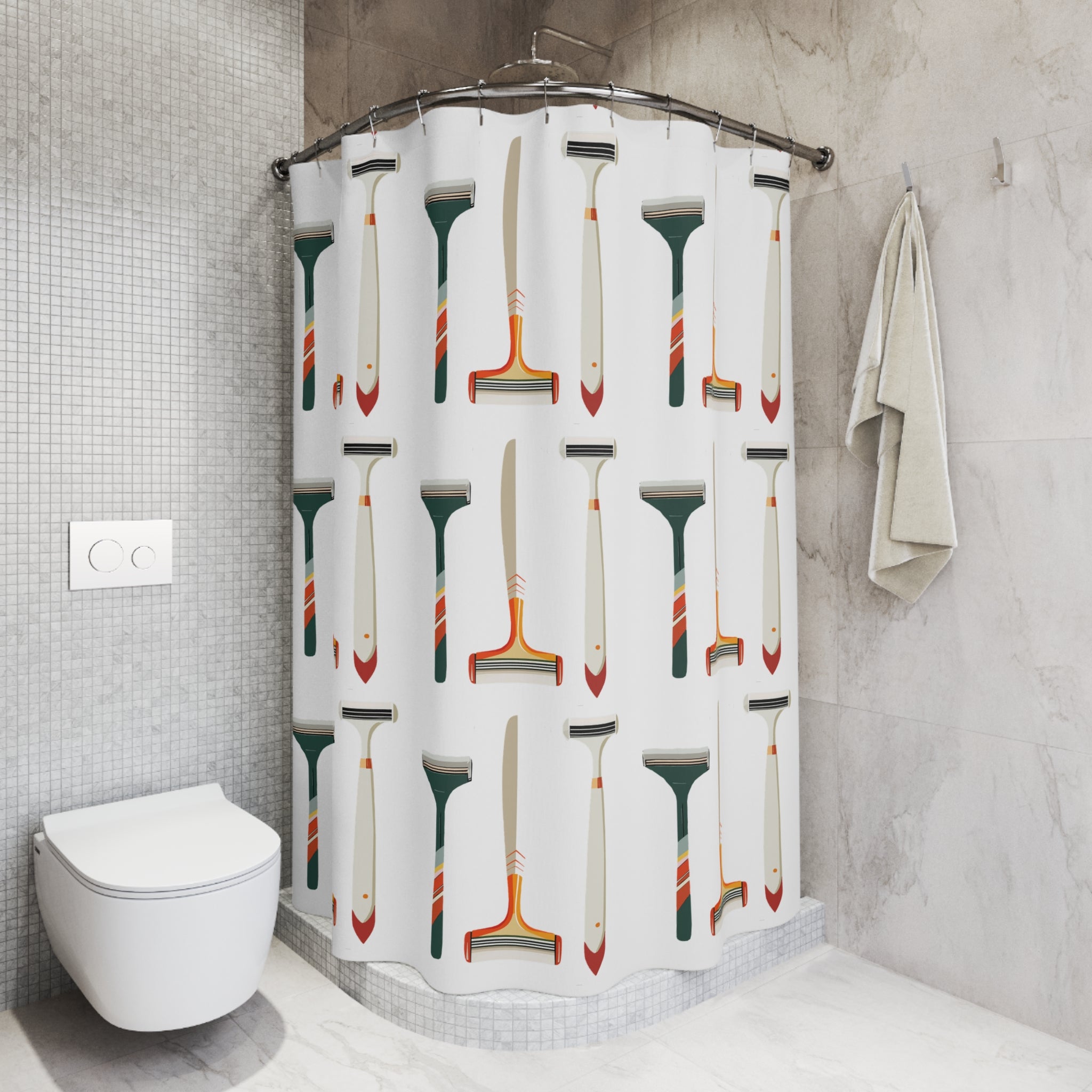 Modern Pop Art Style Shaving Razor Shower Curtain