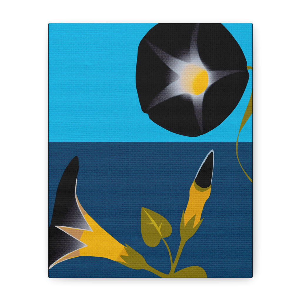 Midwest Modern Abstract Morning Glory Floral Plant Print - Matte Canvas, Stretched, 1.25"