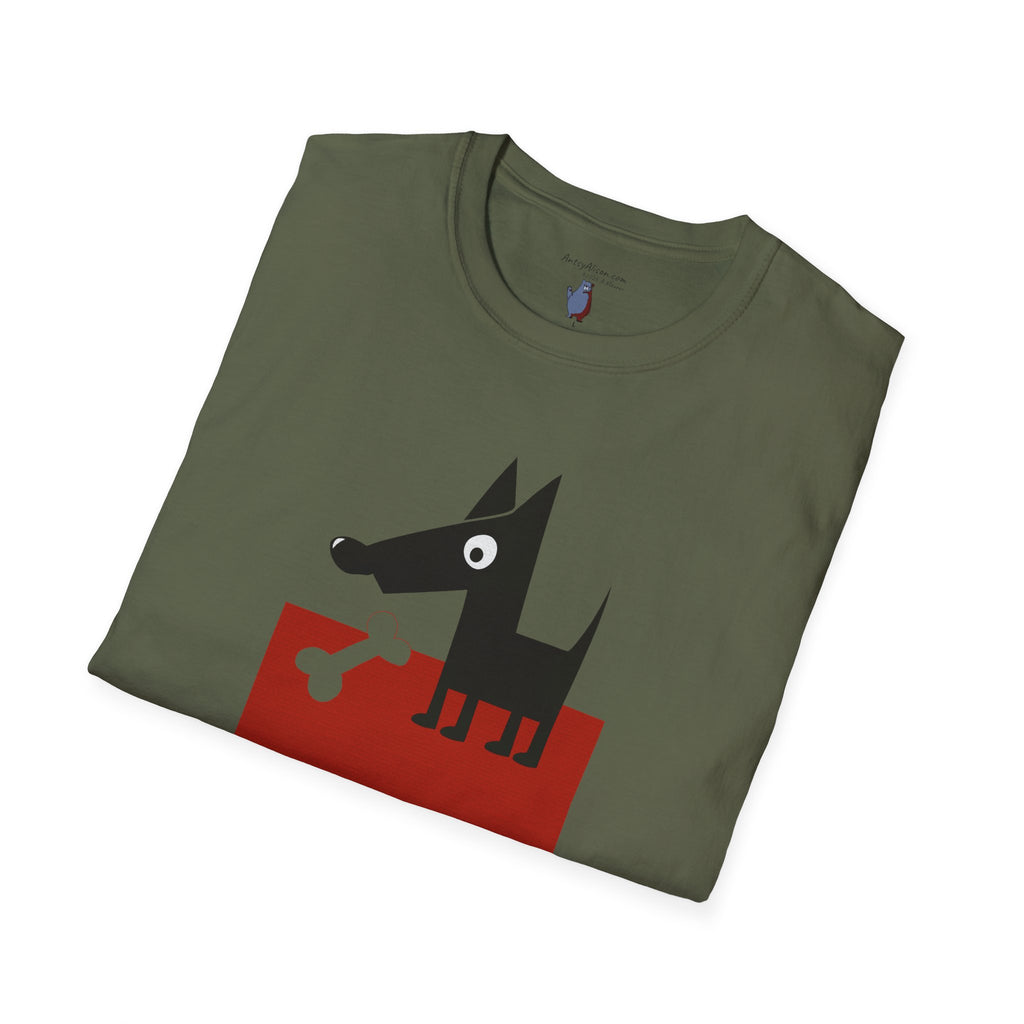 Midwest Modern Pop Icon Dog & Bone 100% Cotton Graphic Tee - animal lovers, dog, canine, bones