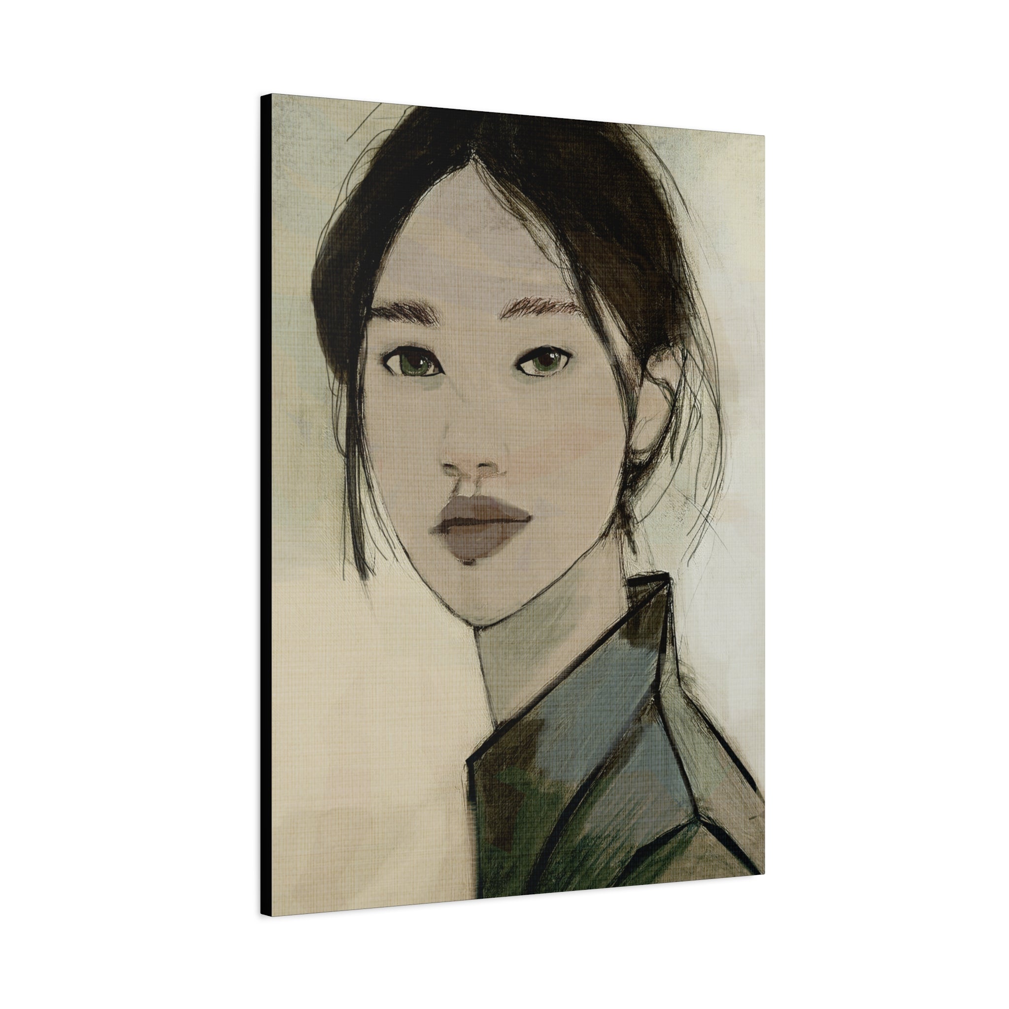 Abstract Woman Portrait Collaborative Modern Art Print Number Three- Matte Canvas, Stretched, 1.25"