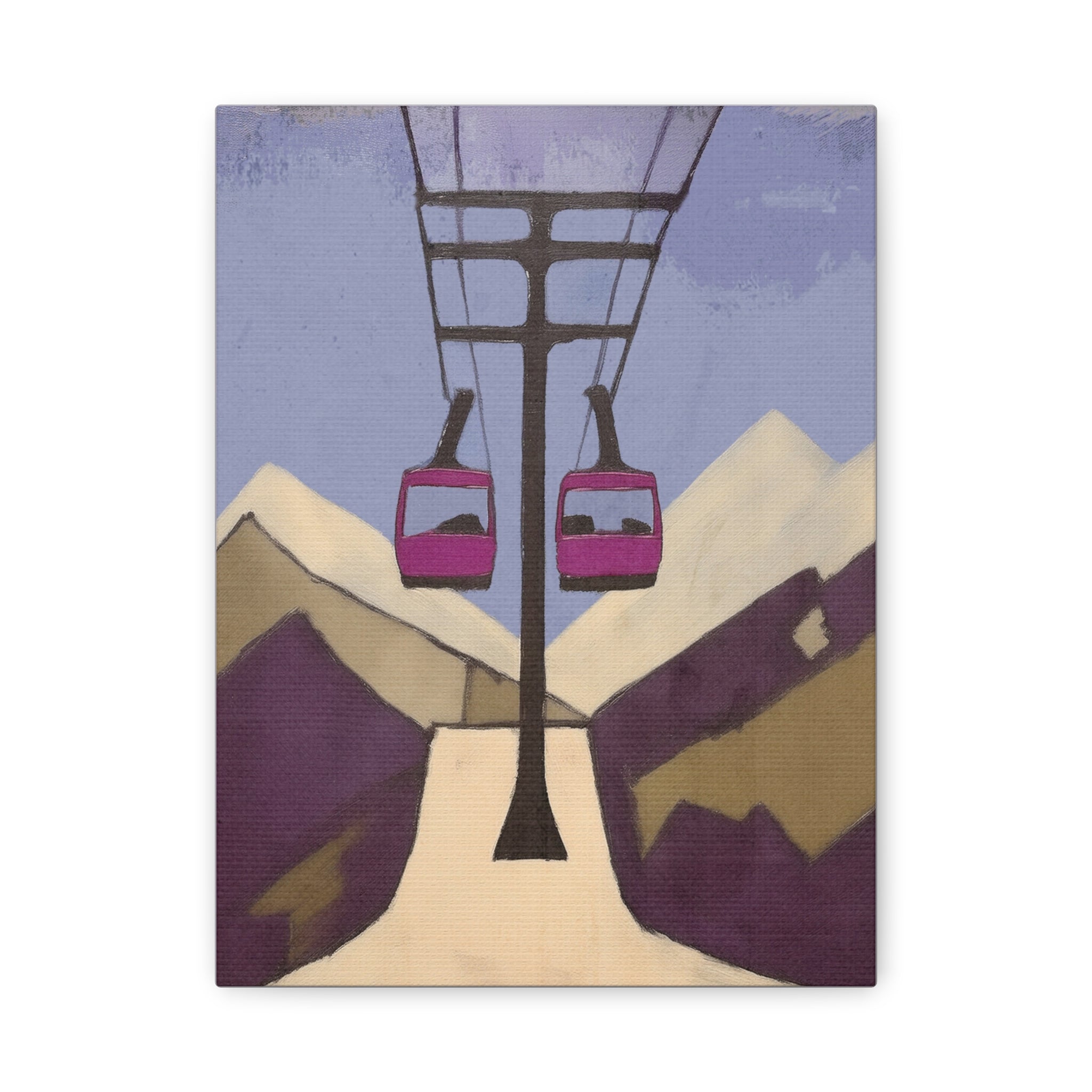 Midwest Modern Mountain Ski Lift - Matte Canvas, Stretched, 1.25" -  home decor, wall art, nature, winter, cabin, sports
