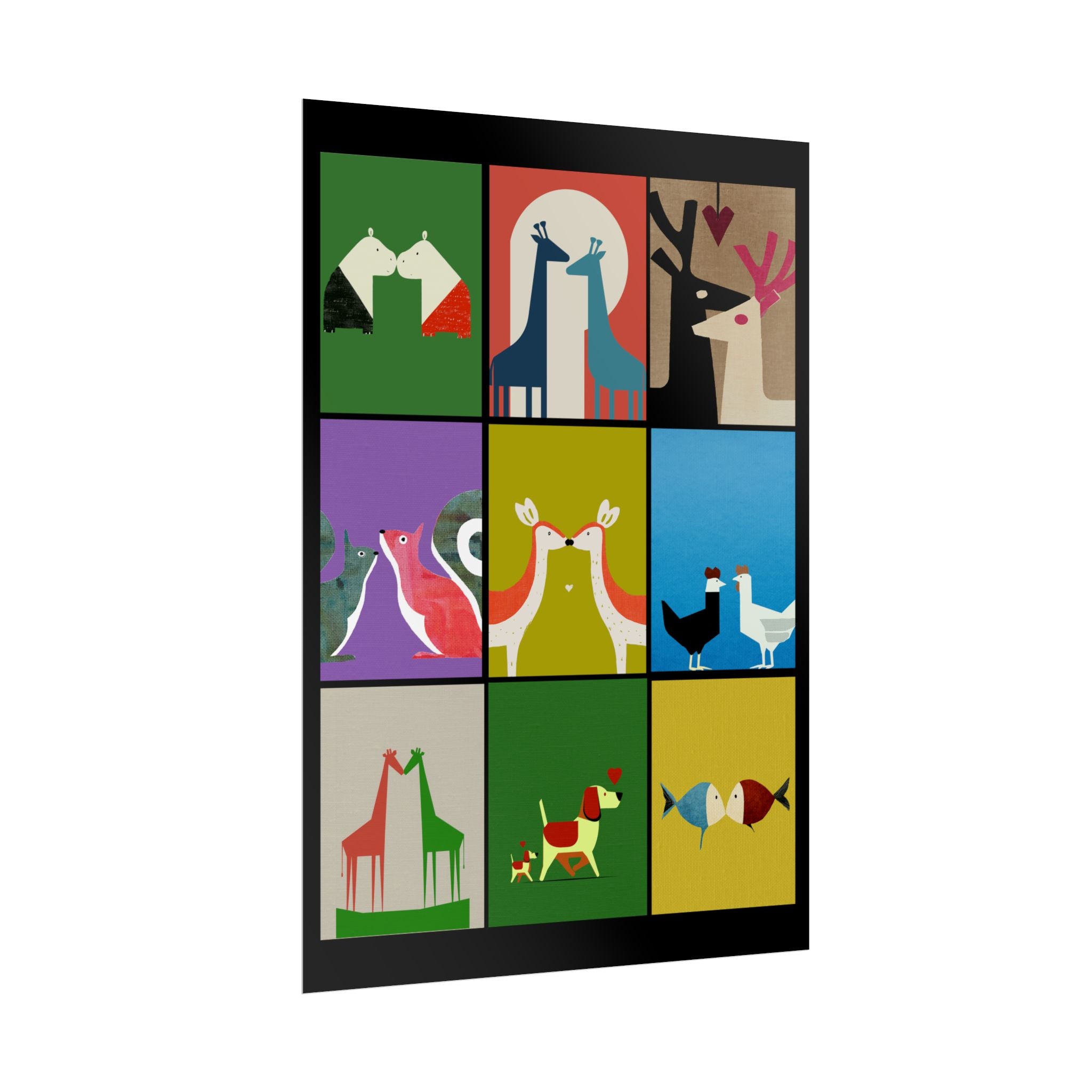 Midwest Modern Animal Love, Rolled Poster -  animals, nature, love, valentines, colorful, mod