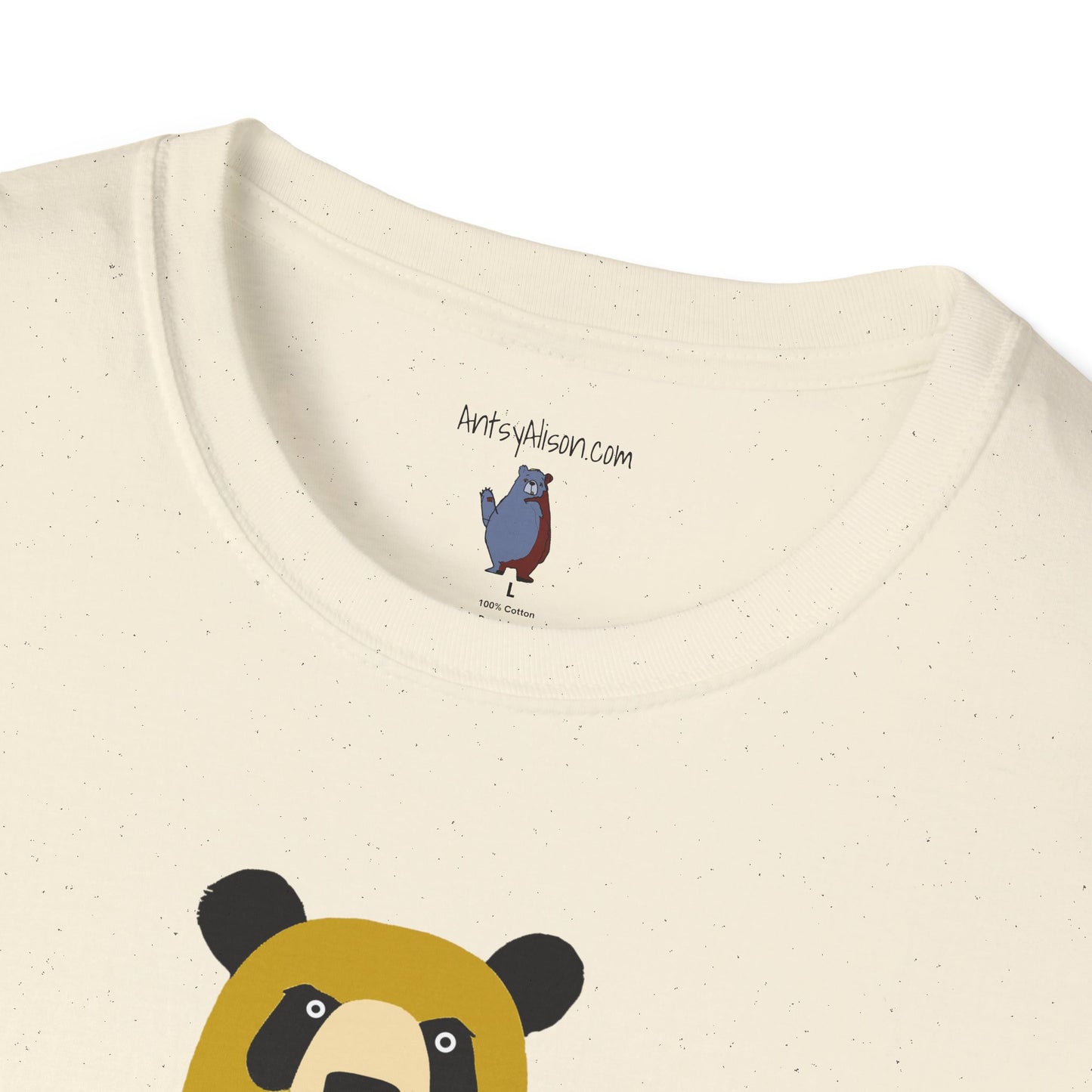 Yellow and Black Bear Number 5 Graphic Art - 100% Cotton T-Shirt