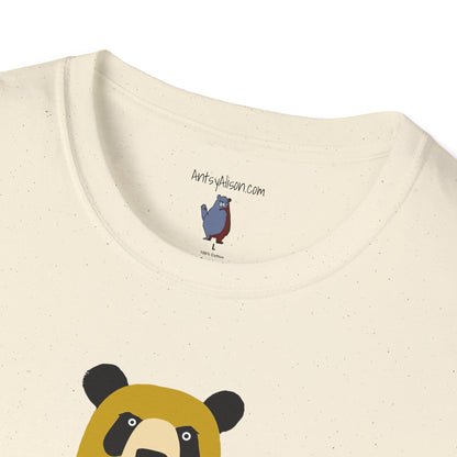 Yellow and Black Bear Number 5 Graphic Art - 100% Cotton T-Shirt