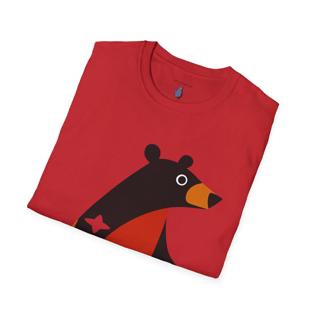 Mod Diamond Black Bear Graphic Art Tee - 100% Cotton T-Shirt