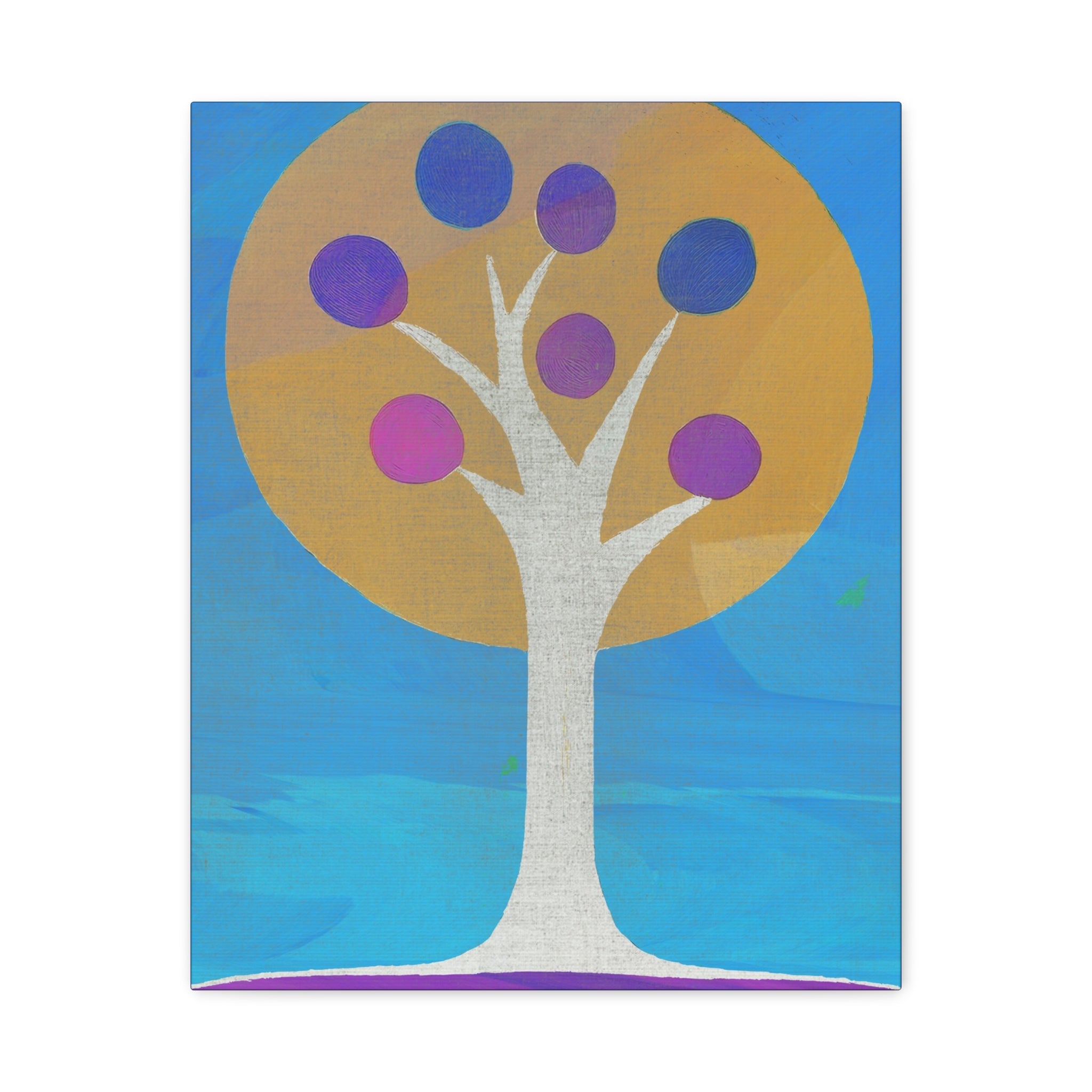 Midwest Modern Abstract Tree in Blue- Matte Canvas, Stretched, 1.25"