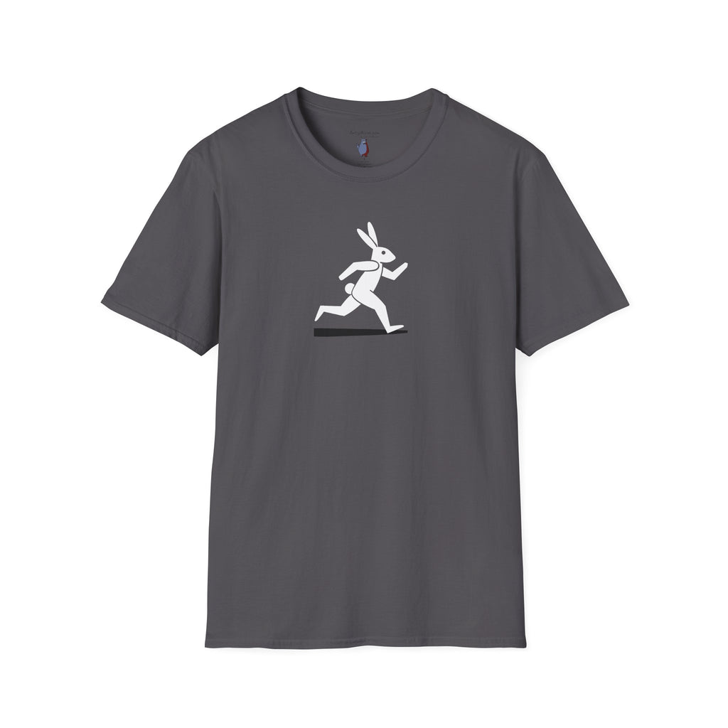 Midwest Modern Run Rabbit Run #4 in Black & White - 100% Cotton Graphic Tee - animal lovers, rabbit, bunny, easter, spring