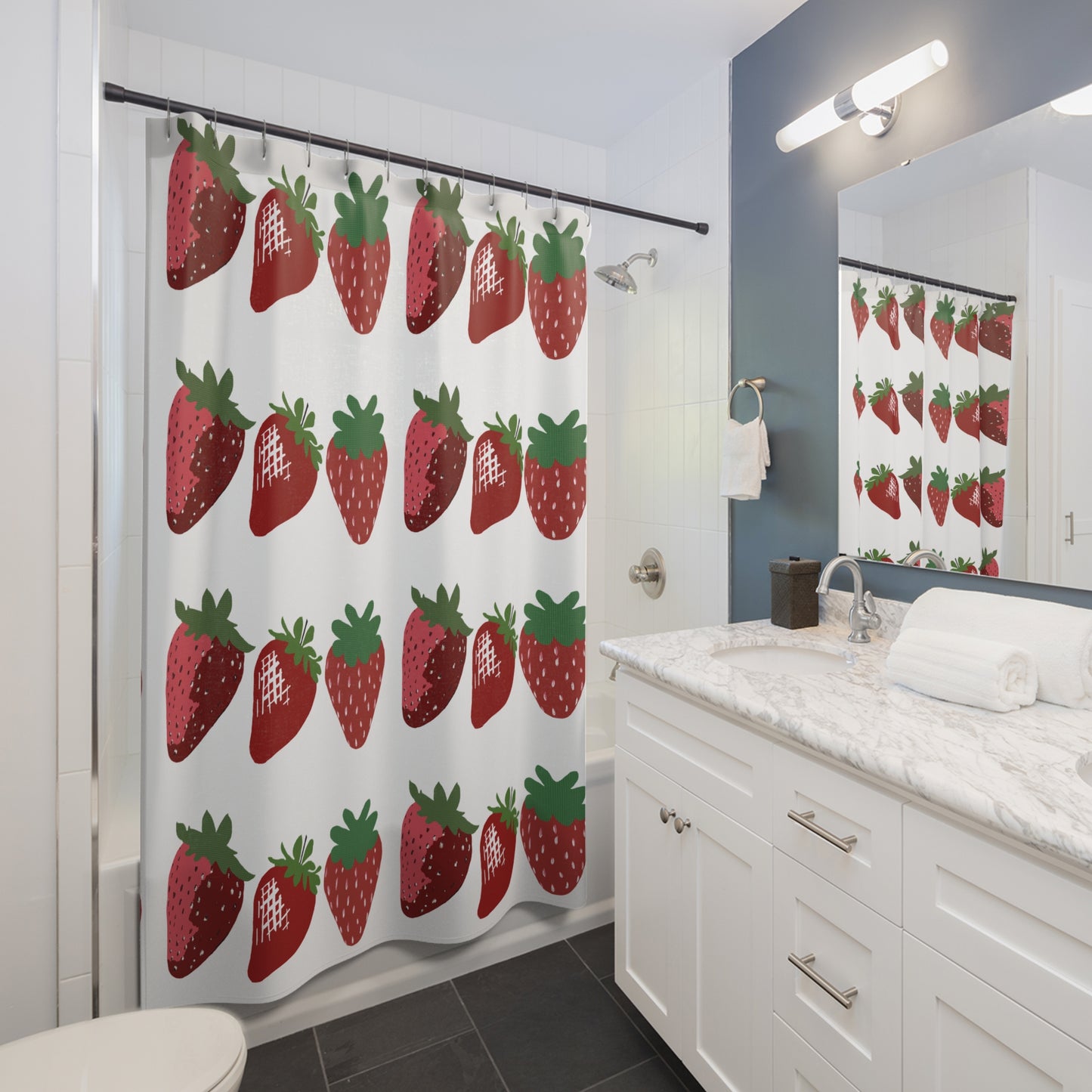 Strawberry Love Graphic Art Shower Curtain