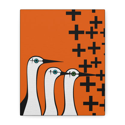 Midwest Modern Abstract Cranes Art Print  - Matte Canvas, Stretched, 1.25"