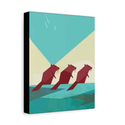 Ready to Build - Modern Abstract Beaver Trio - Matte Canvas, Stretched, 1.25"