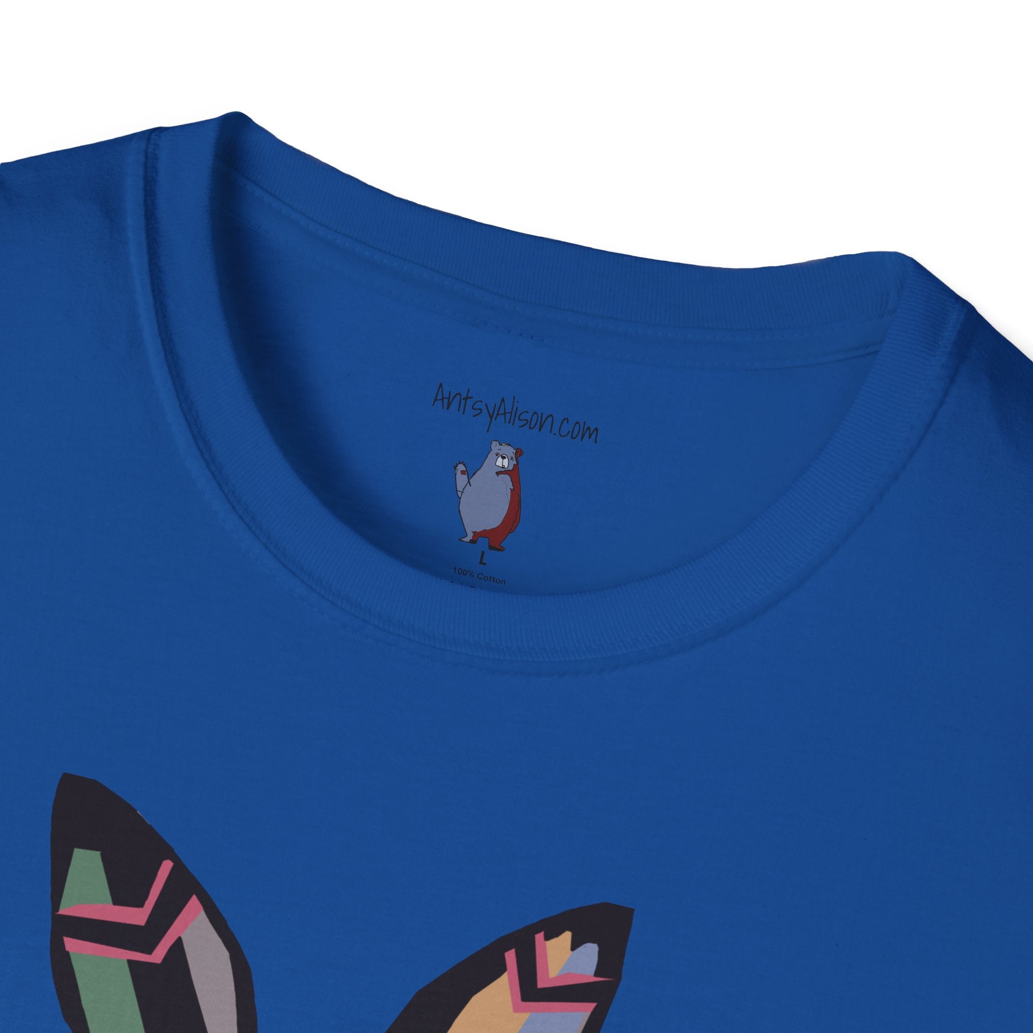 Striped Standing Bunny Rabbit - 100% Cotton T-Shirt
