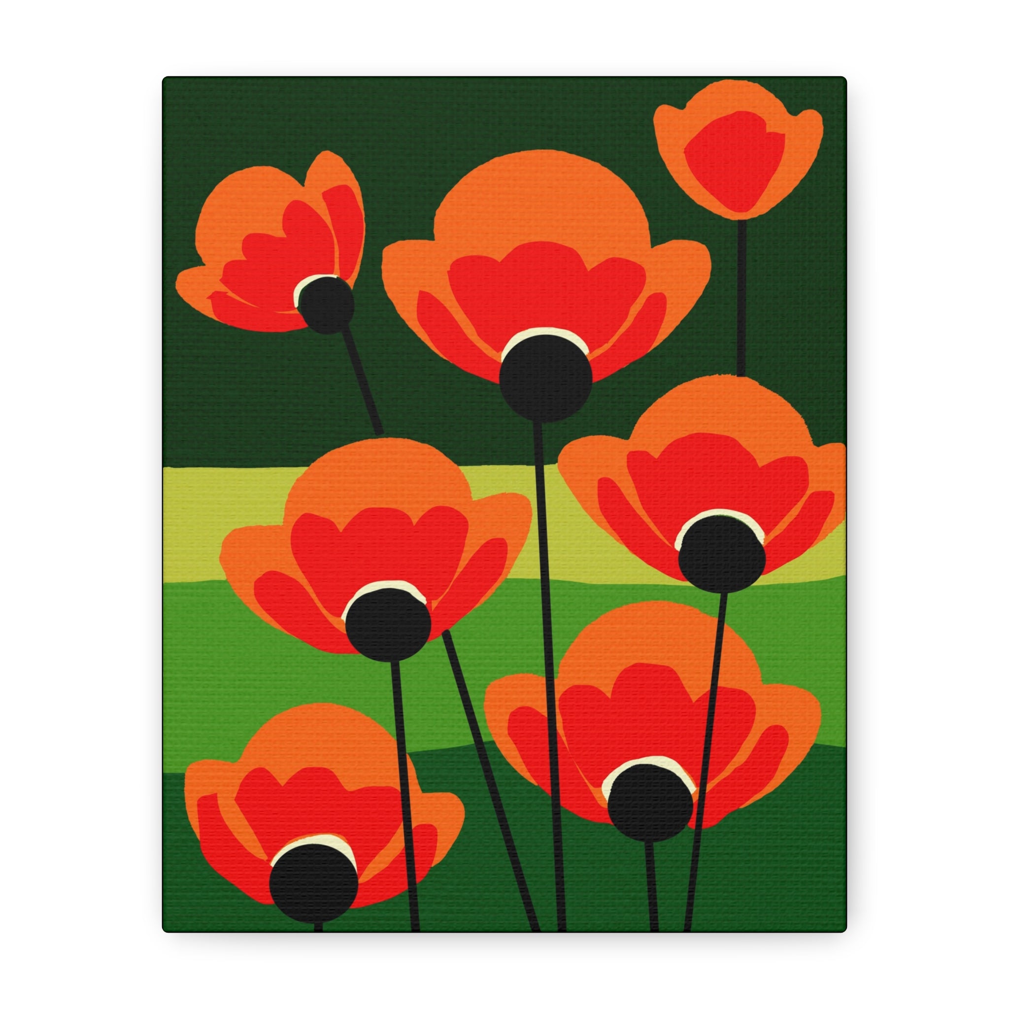 Midwest Modern Abstract Bold Poppies Print - Matte Canvas, Stretched, 1.25" -  home decor, wall art, nature, floral, poppy