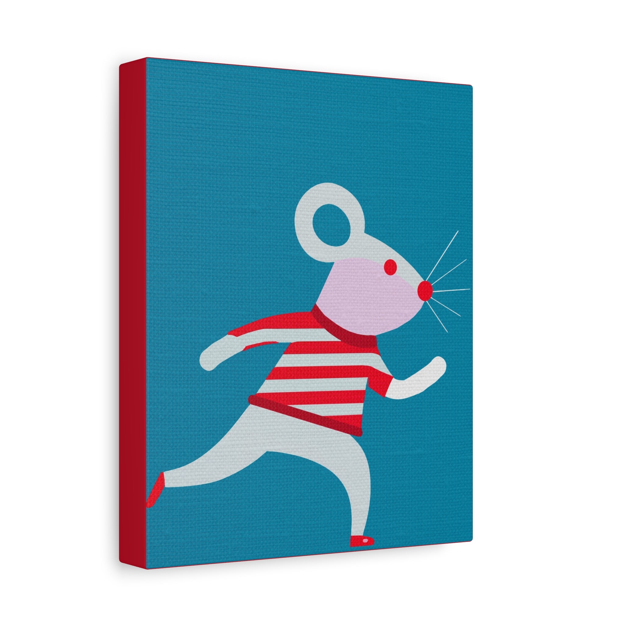 Midwest Modern Running Mouse Print - Matte Canvas, Stretched, 1.25" - nursery, wall decor, fun art, stripes, bold, kids decor