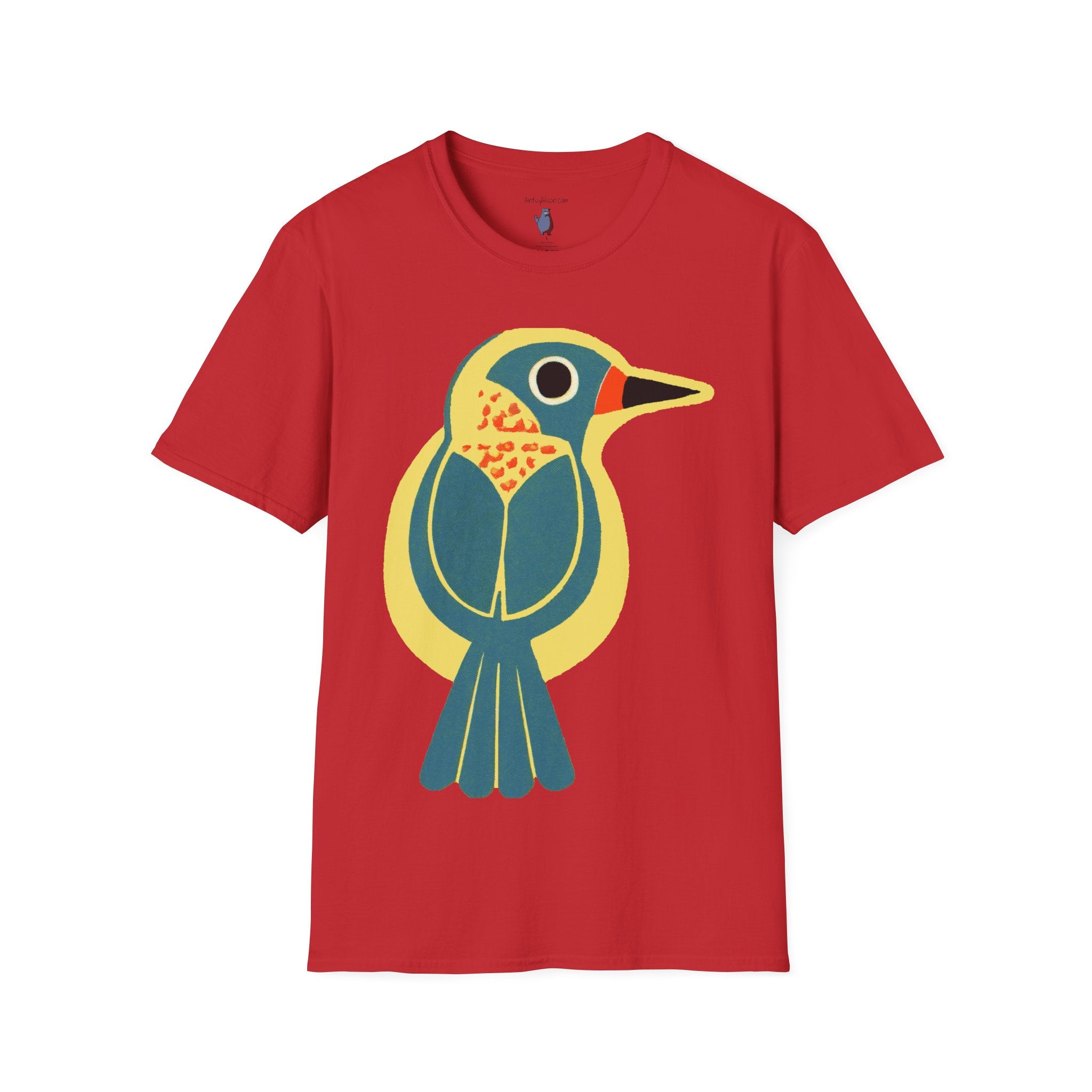 Retro BlueBird Graphic Art Tee - 100% Cotton T-Shirt