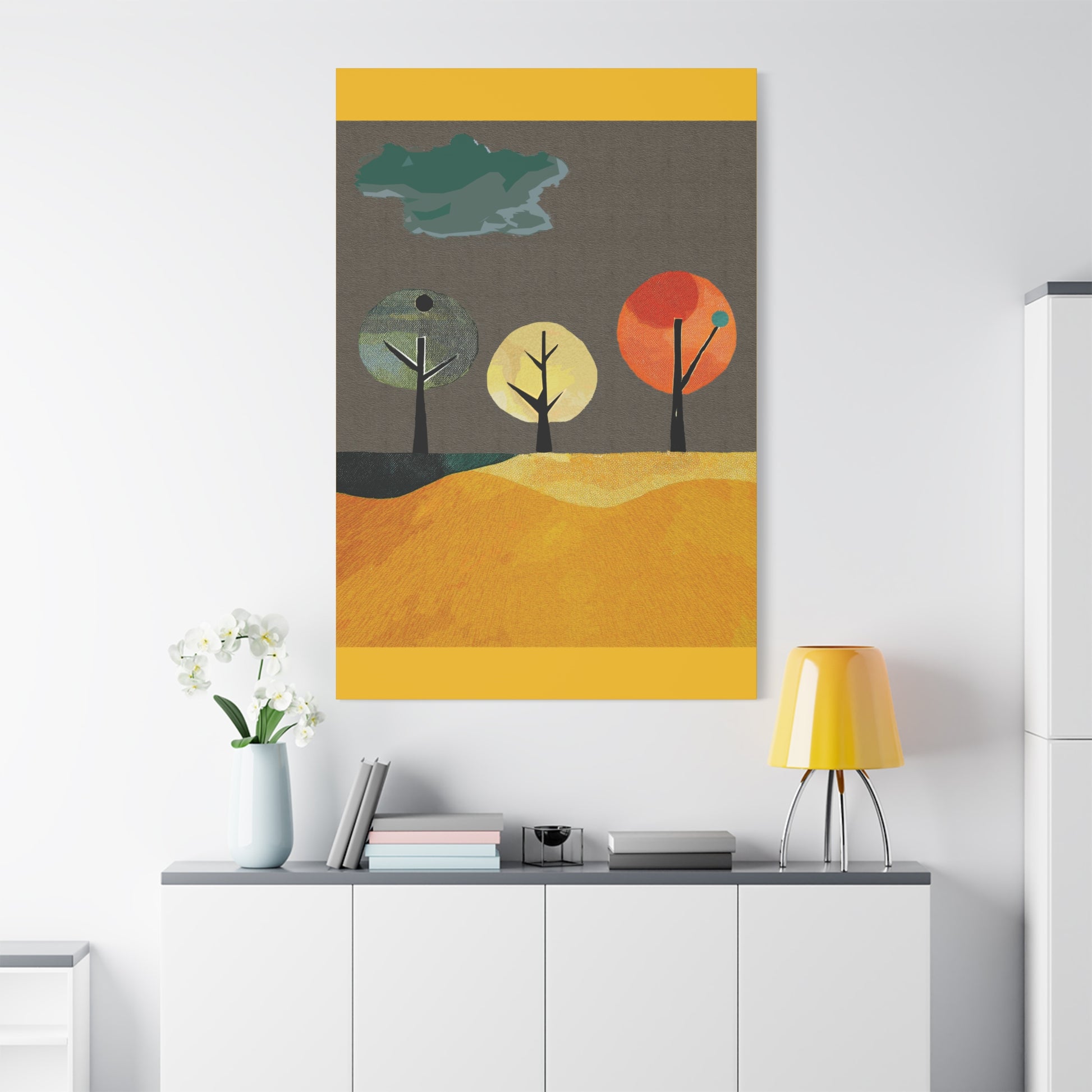 Three Trees Modern Landscape - Matte Canvas, Stretched, 1.25"