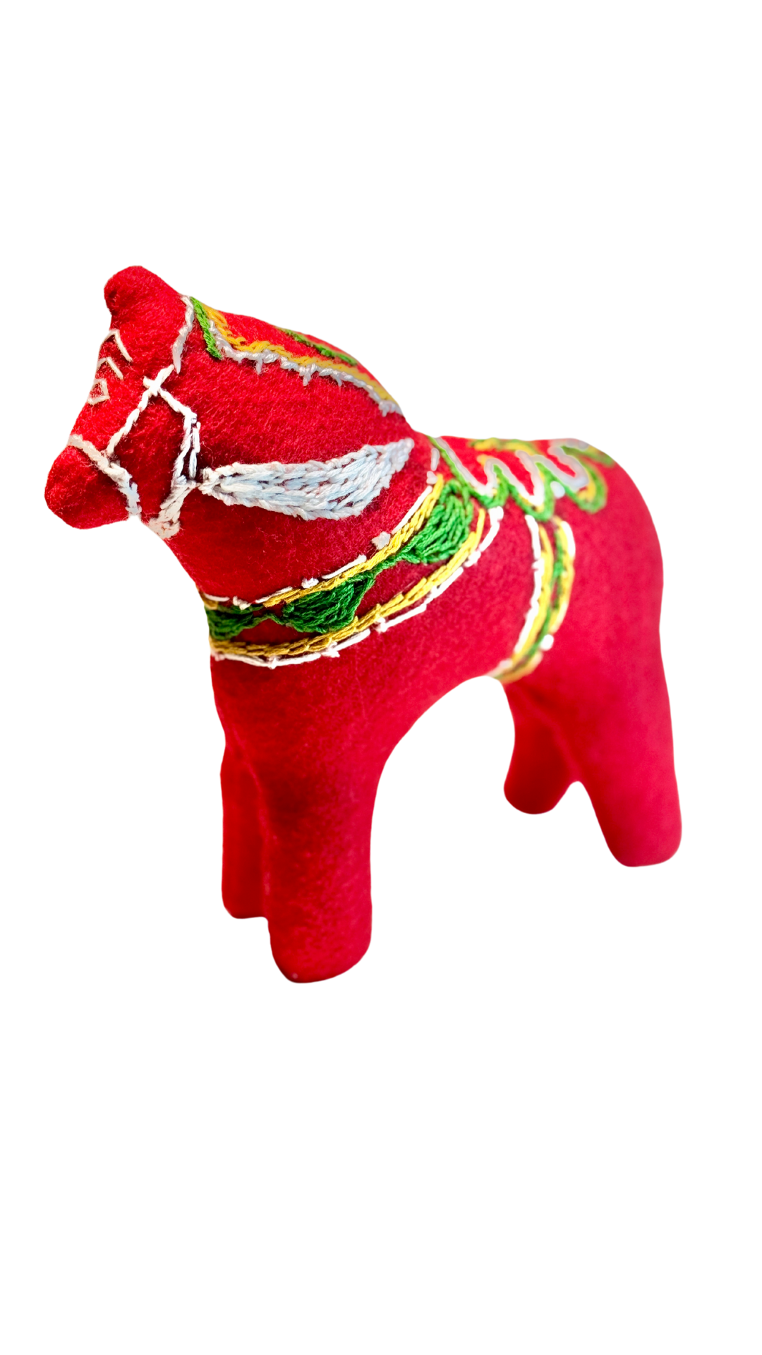 One of a Kind Embroidered Dala Horse Art Textile Plush Decor