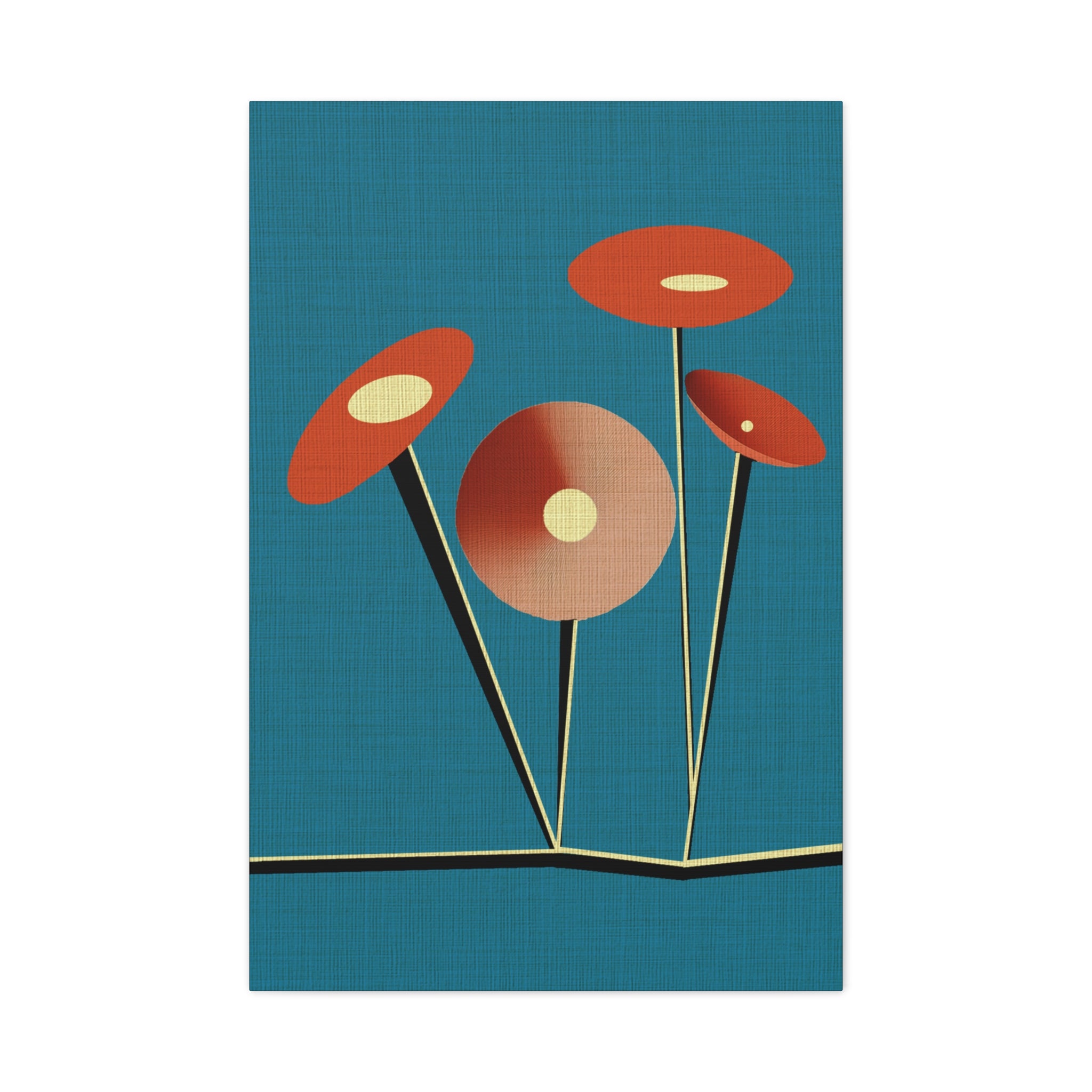 Midwest Modern Saucer Flowers in B - Matte Canvas, Stretched, 1.25"