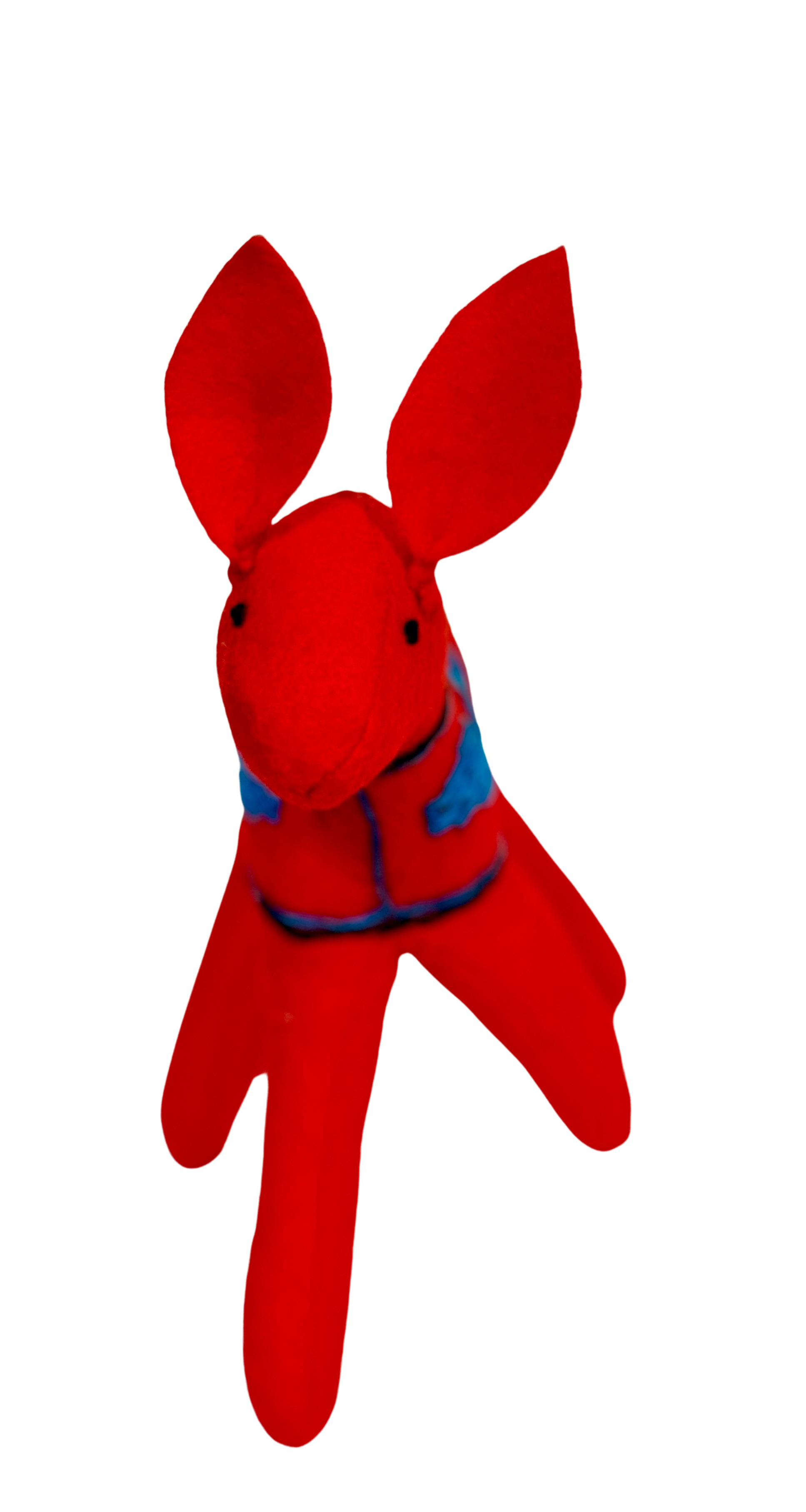 One of a Kind Walking Deer in Red Turquoise Soft Art Sculpture