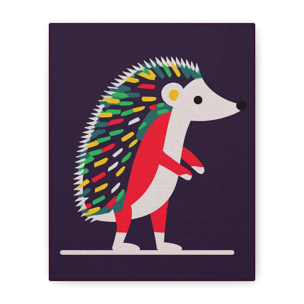 Midwest Modern Pop Art Style Hedgehog Print - Matte Canvas, Stretched, 1.25" - nursery, wall decor, fun art, bold, kids decor