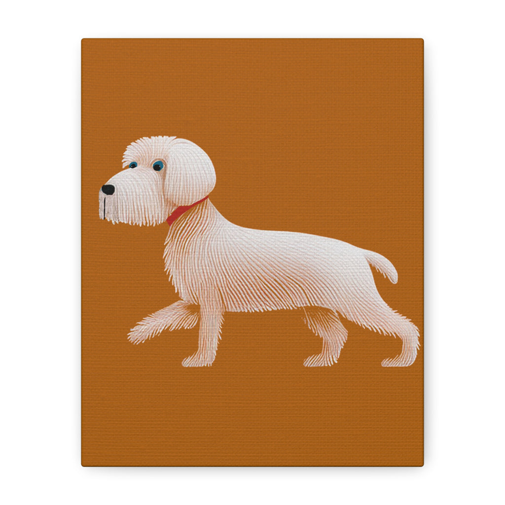 Midwest Modern Retro Terrier in White Dog Pup Print  - Matte Canvas, Stretched, 1.25"