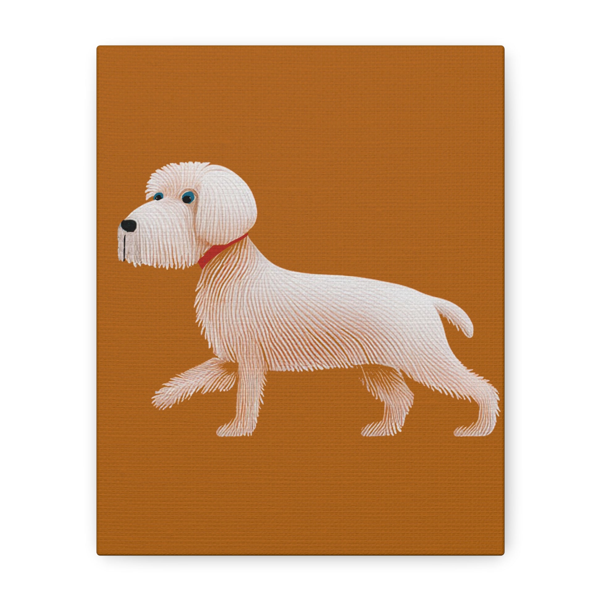 Midwest Modern Retro Terrier in White Dog Pup Print  - Matte Canvas, Stretched, 1.25"