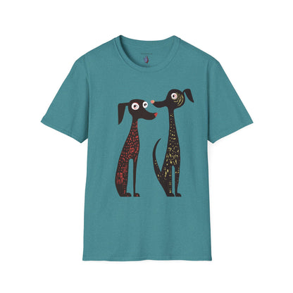 Retro Dog Duo Graphic Art - 100% Cotton T-Shirt