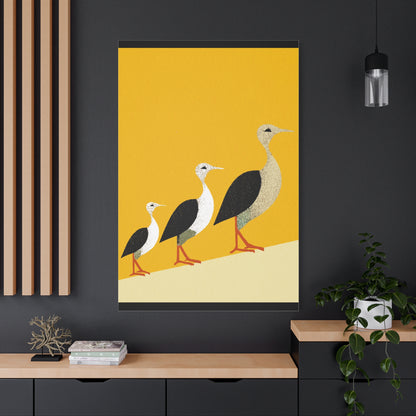 Three Birds in A Row Modern Graphic Art Print - Matte Canvas, Stretched, 1.25"