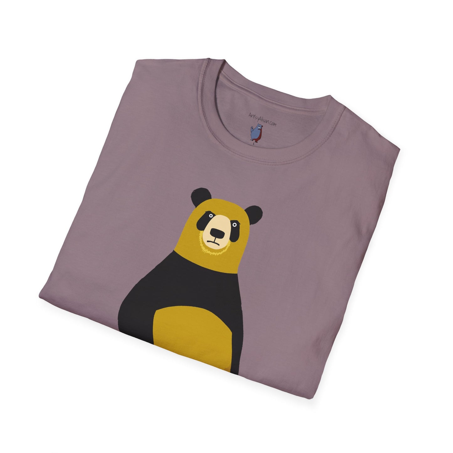 Yellow and Black Bear Number 5 Graphic Art - 100% Cotton T-Shirt