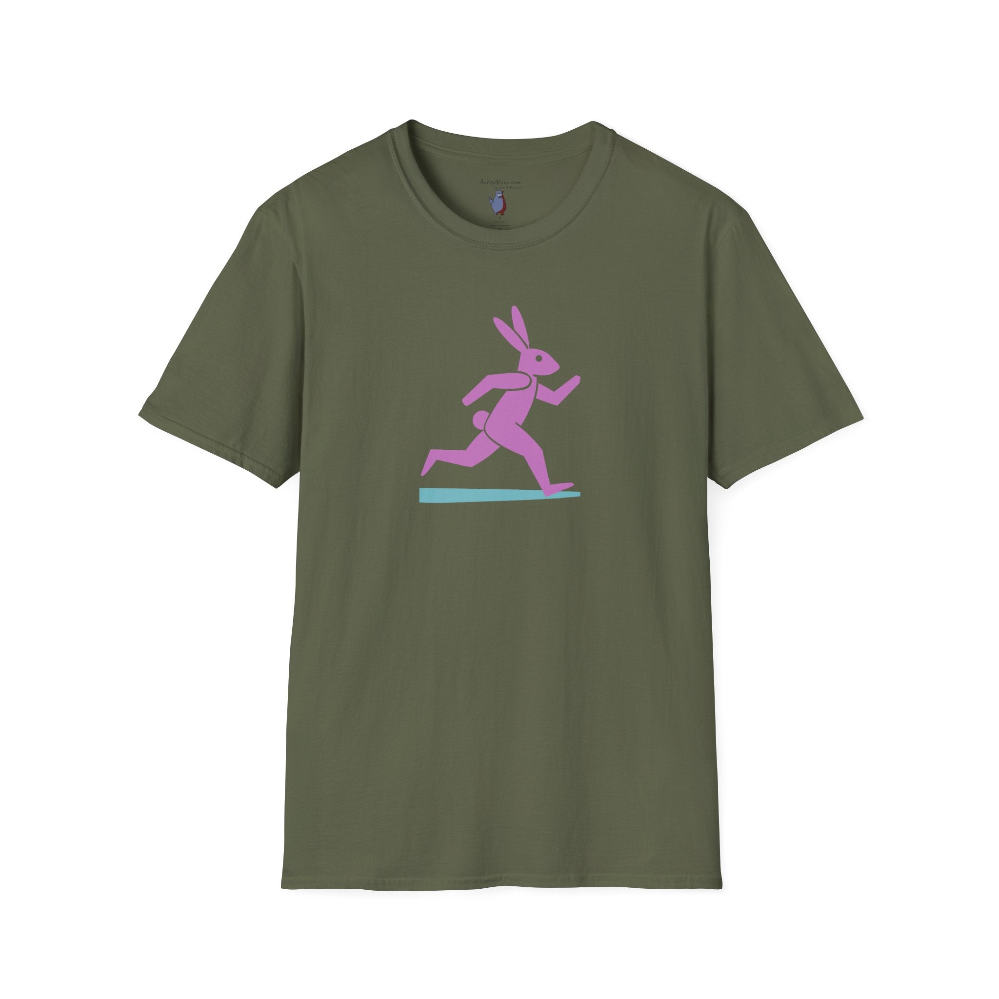 Midwest Modern Run Rabbit Run #4- 100% Cotton Graphic Tee - animal lovers, rabbit, bunny, easter, spring