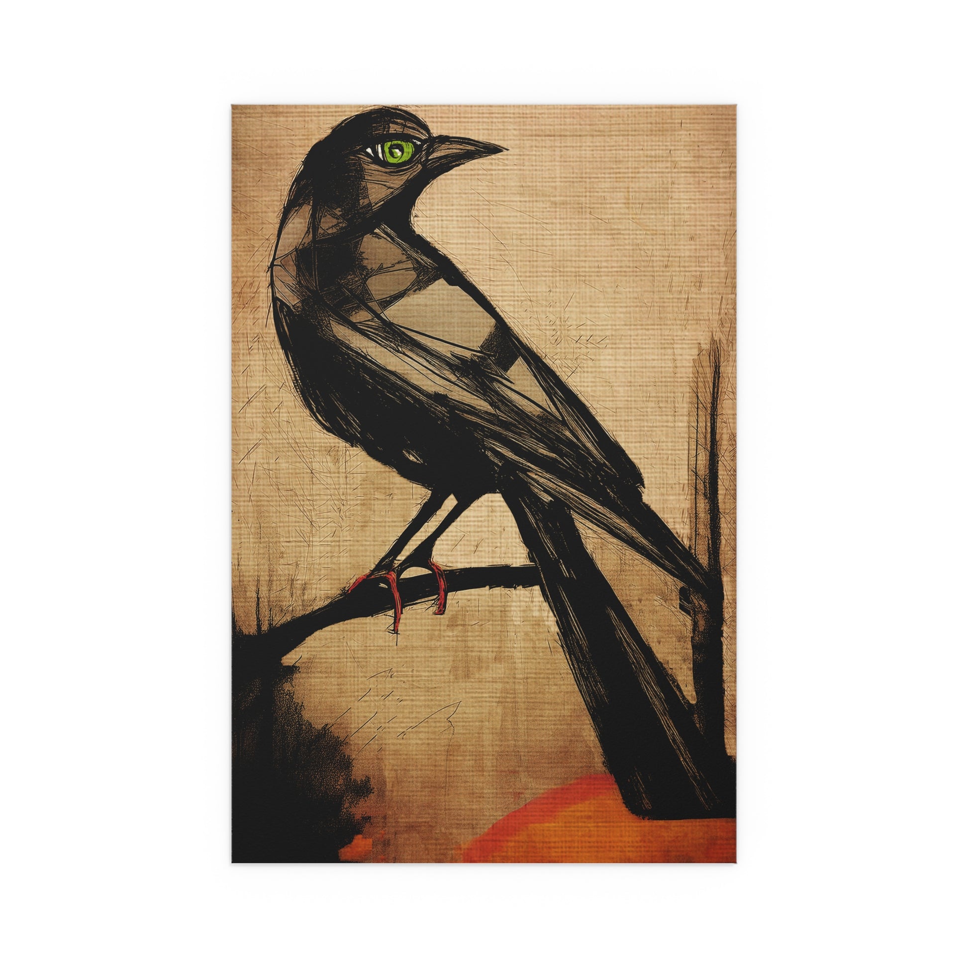 Midwest Mod Moody Raven Seasonal Silk Poster, Indoor and Outdoor Decor, Unique Home Decor, Seasonal Decor, Halloween, Raven, Bird