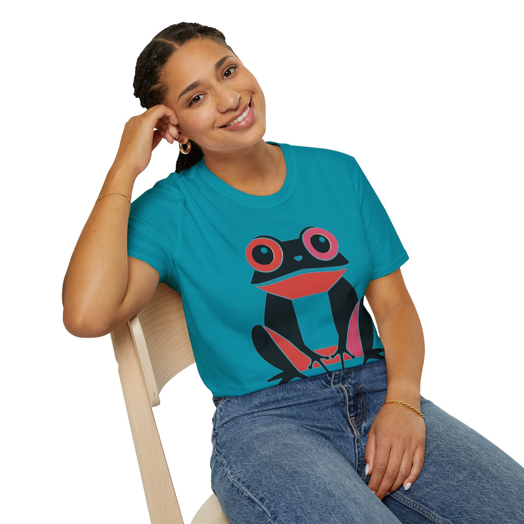 Midwest Modern Pop Iconic Blank and Pink Frog - 100% Cotton Graphic Tee - animal lovers, frogs, amphibians, black, pink